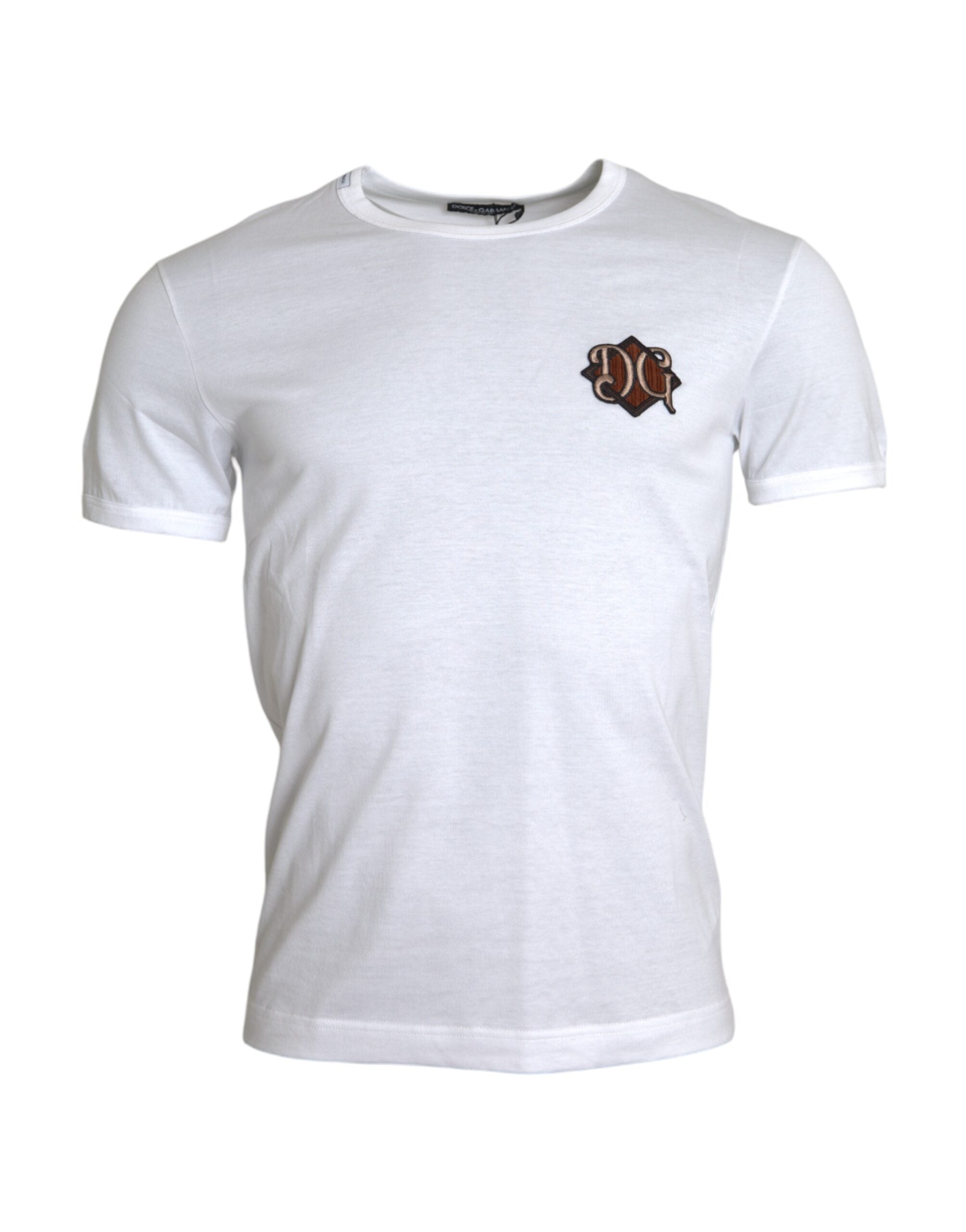 Dolce &amp; Gabbana – Weißes, kurzärmliges T-Shirt mit Logo-Stickerei