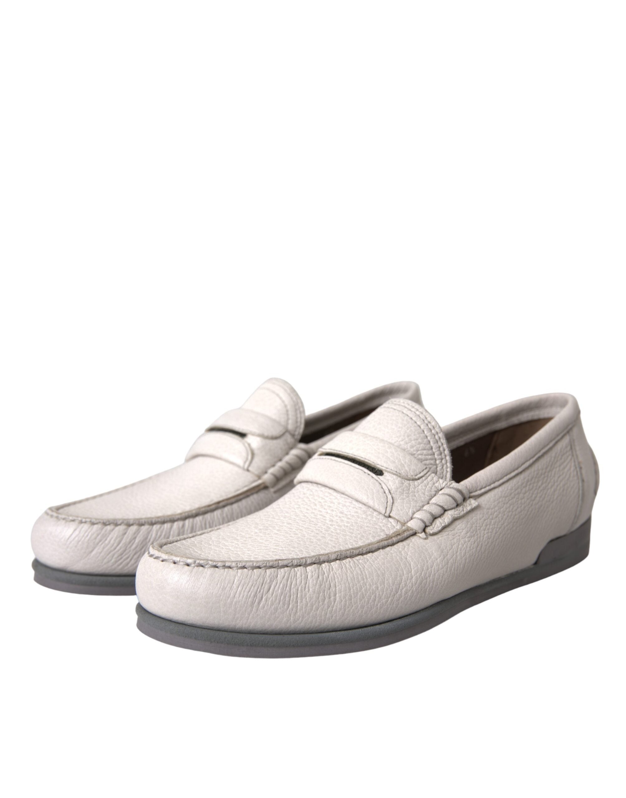 Dolce &amp; Gabbana Slipper aus weißem und grauem Leder