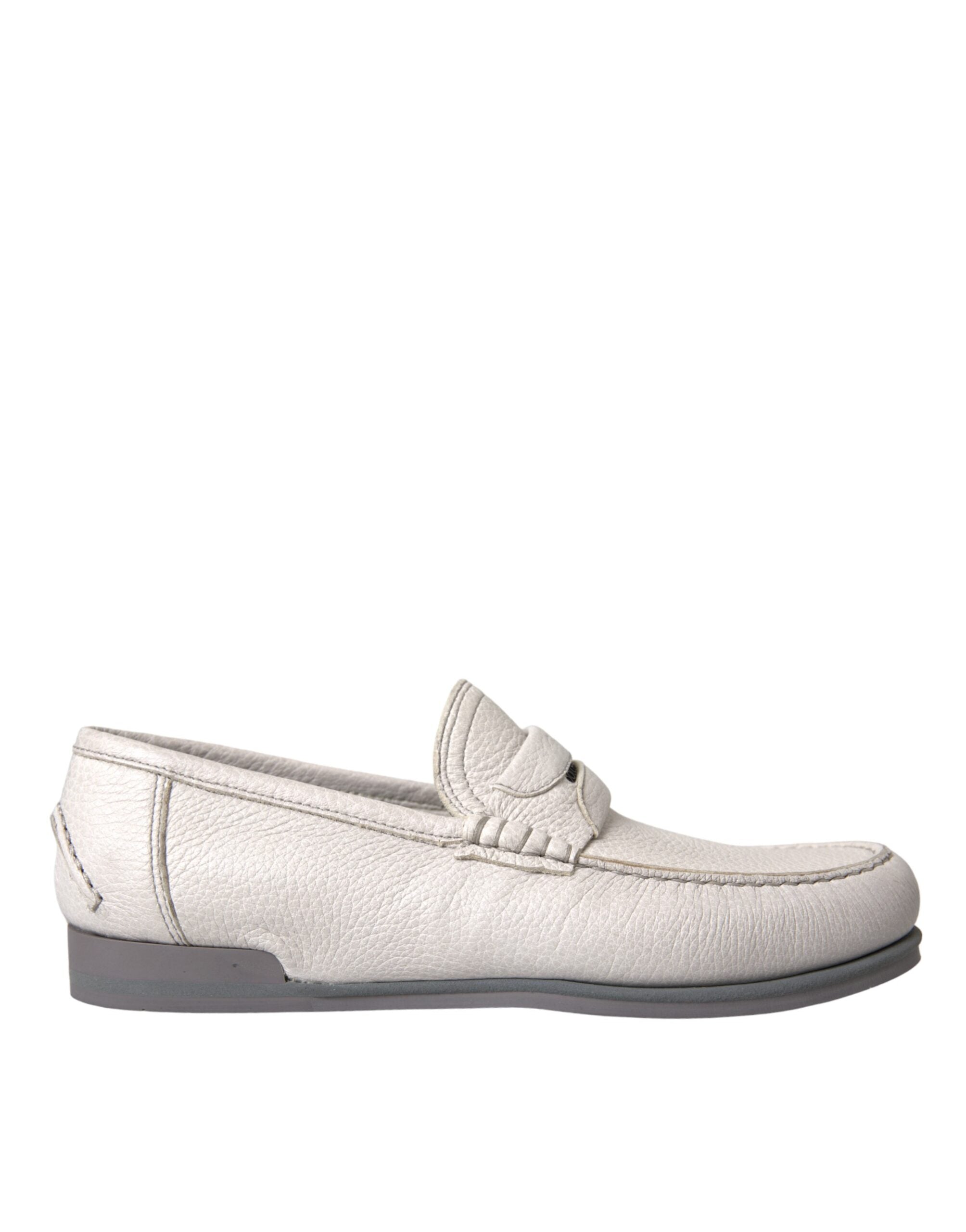 Dolce &amp; Gabbana Slipper aus weißem und grauem Leder