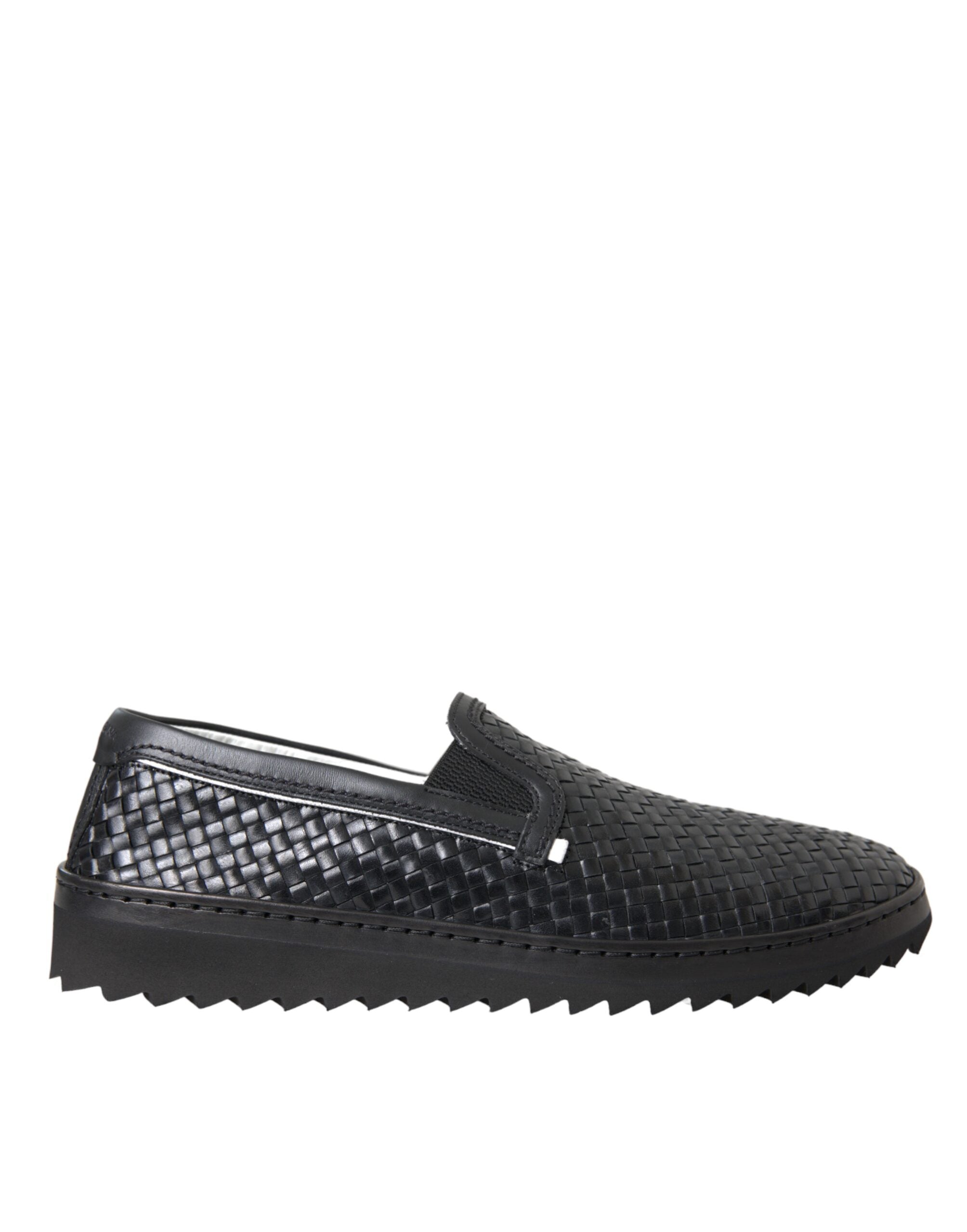 Dolce &amp; Gabbana Herren Loafer aus gewebtem Büffelleder in Schwarz