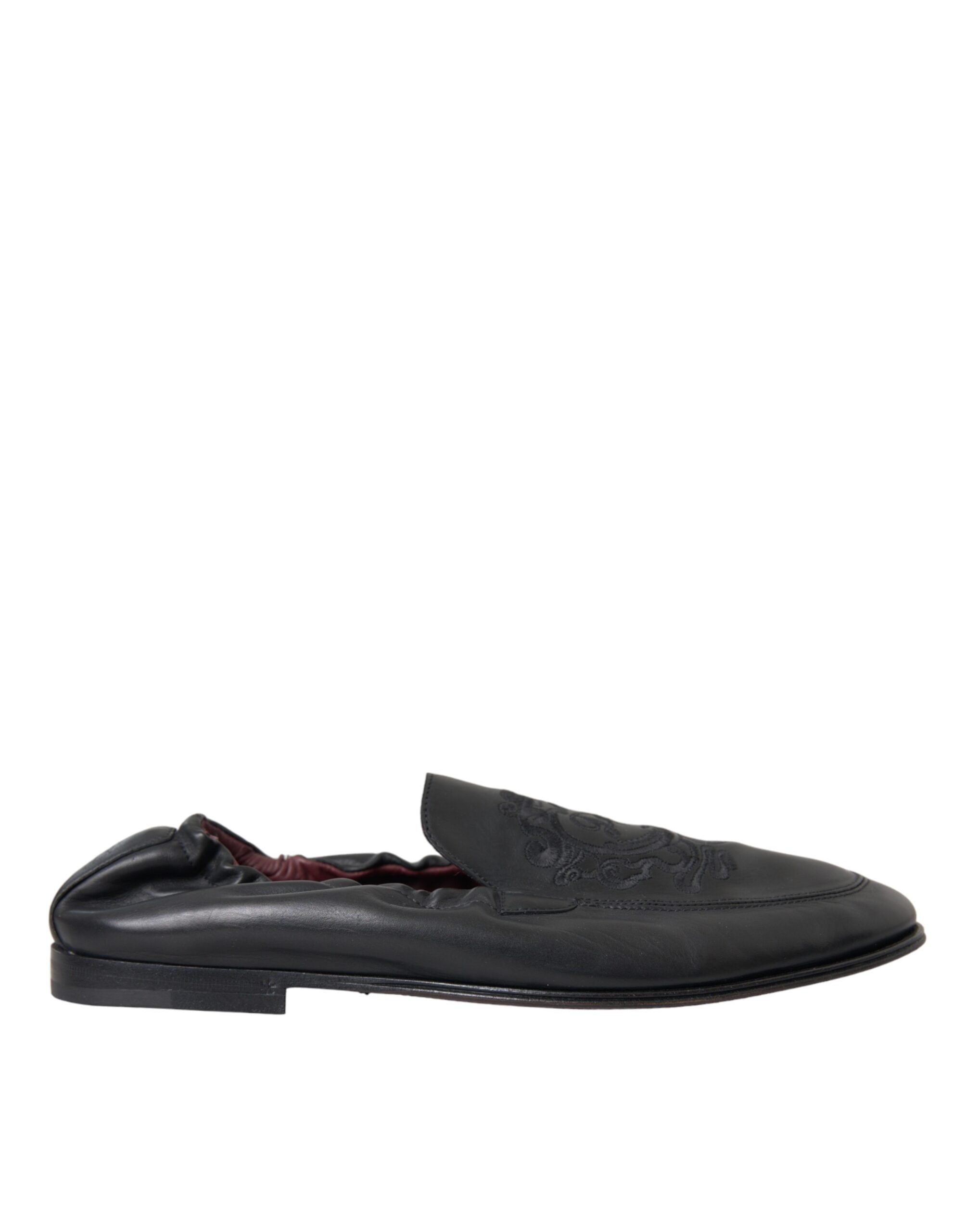 Dolce &amp; Gabbana – Schwarze Leder-Loafer mit Logo-Stickerei für Herren