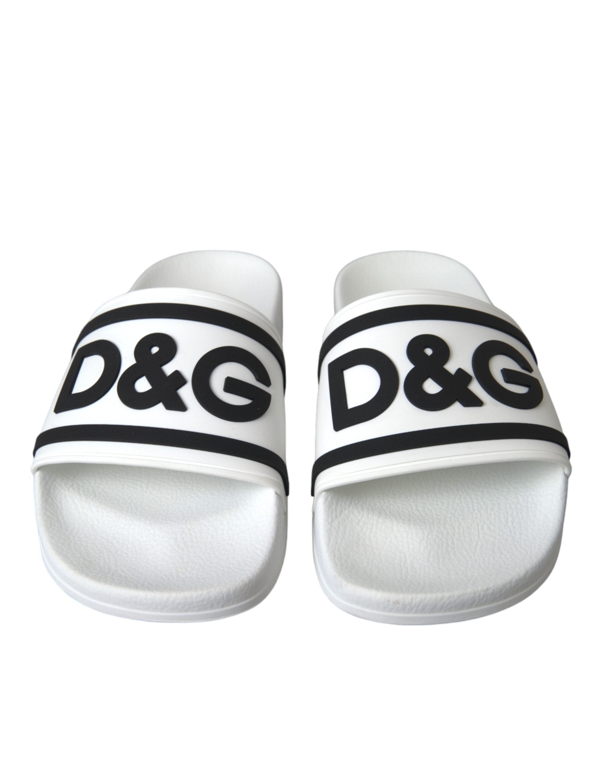 Dolce &amp; Gabbana Weiß Schwarz Sandalen Gummi Beachwear Schuhe