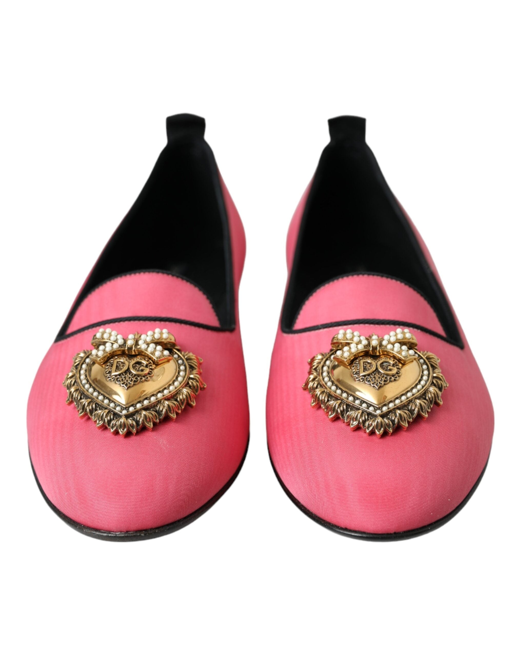 Dolce &amp; Gabbana – Slipper aus rosa Samt mit flachen Schuhen