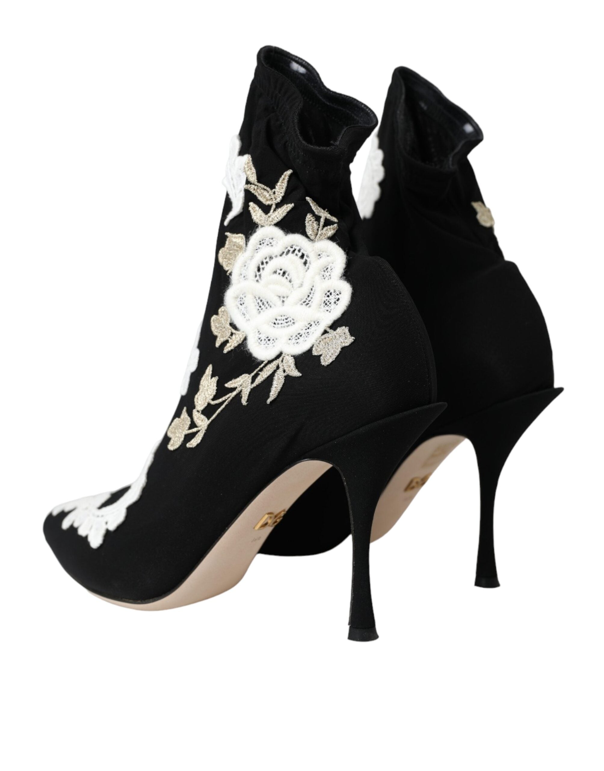 Cizme Dolce &amp; Gabbana cu broderie albă și negru