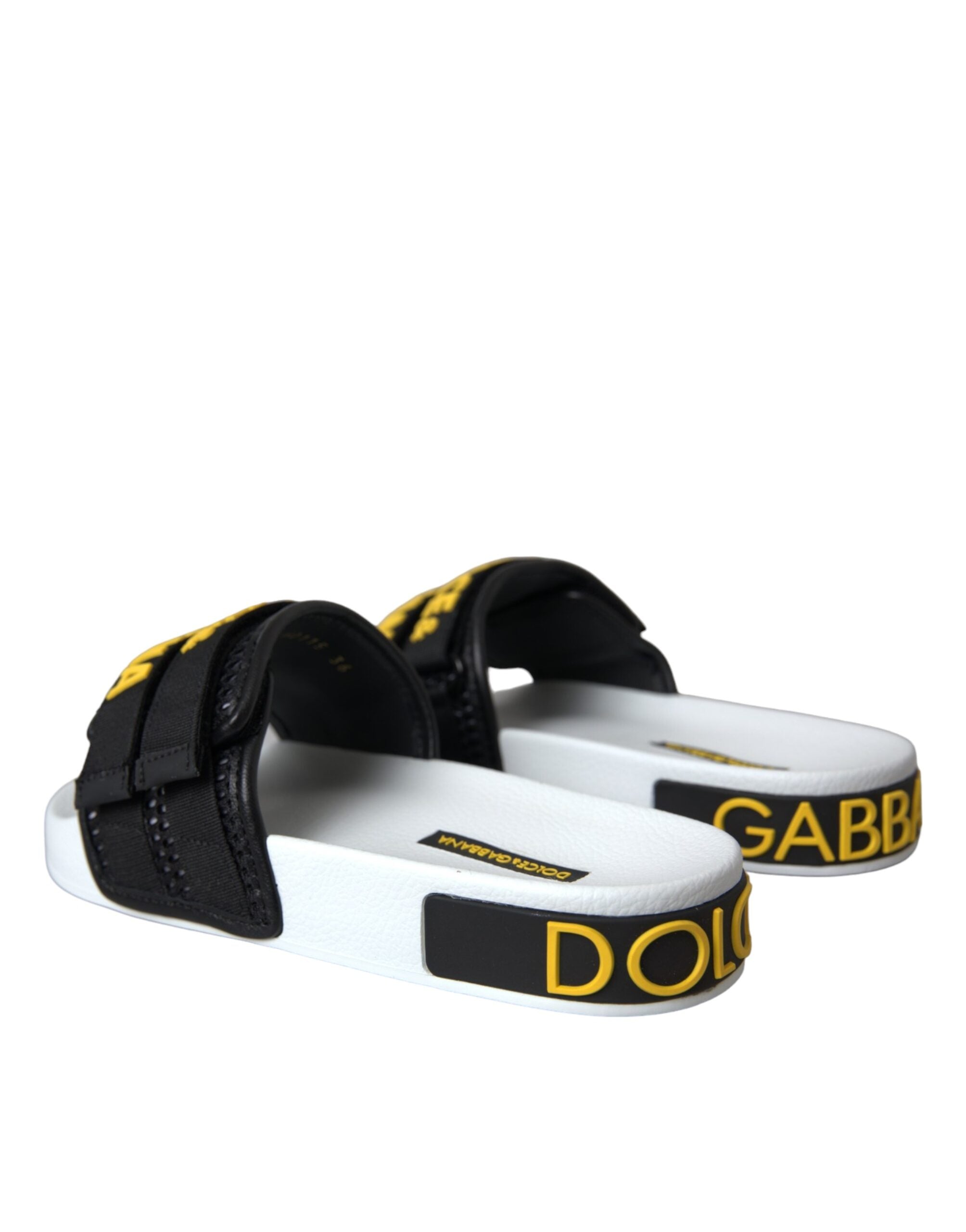 Sandale plate Dolce &amp; Gabbana cu logo alb și negru