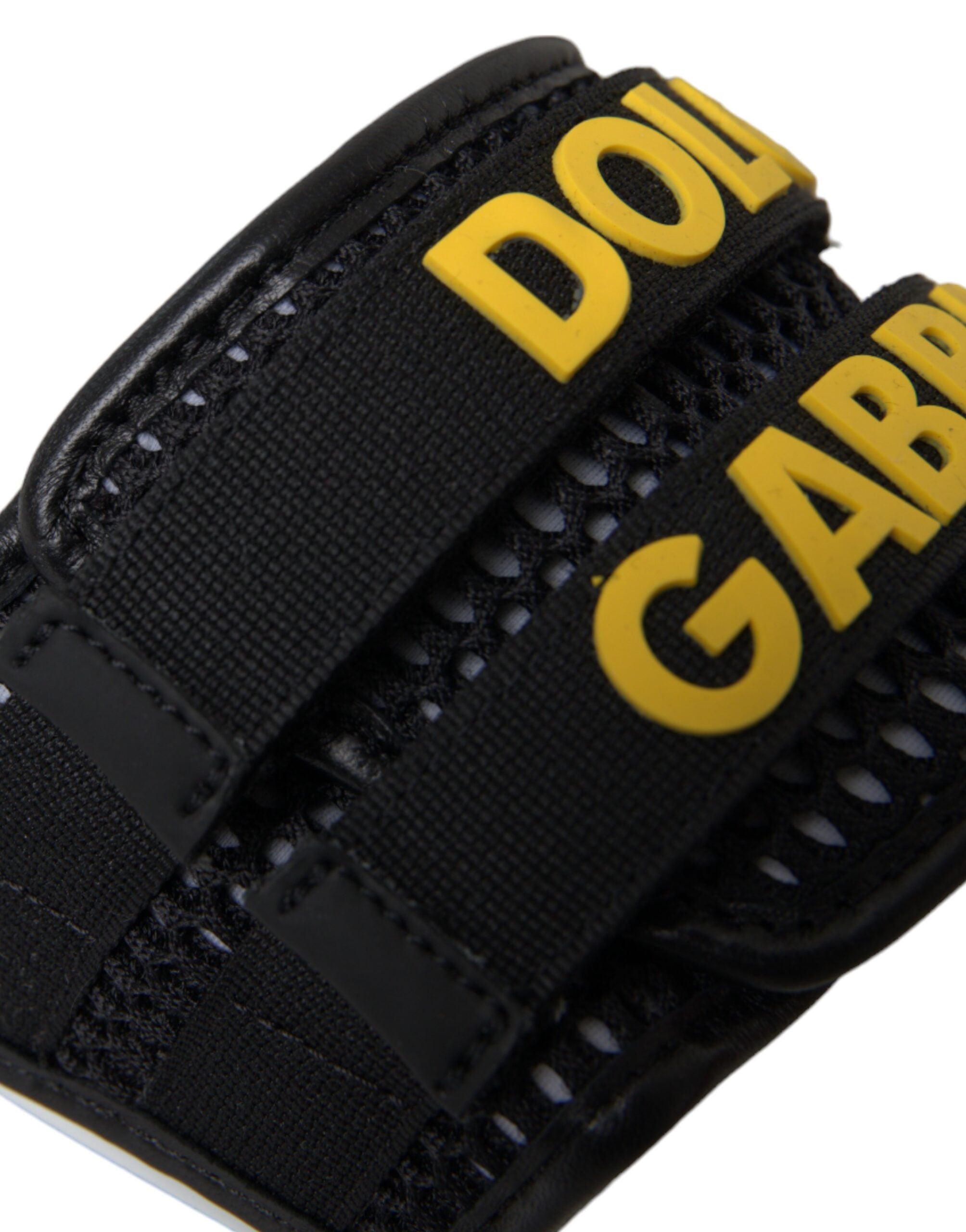 Sandale plate Dolce &amp; Gabbana cu logo alb și negru