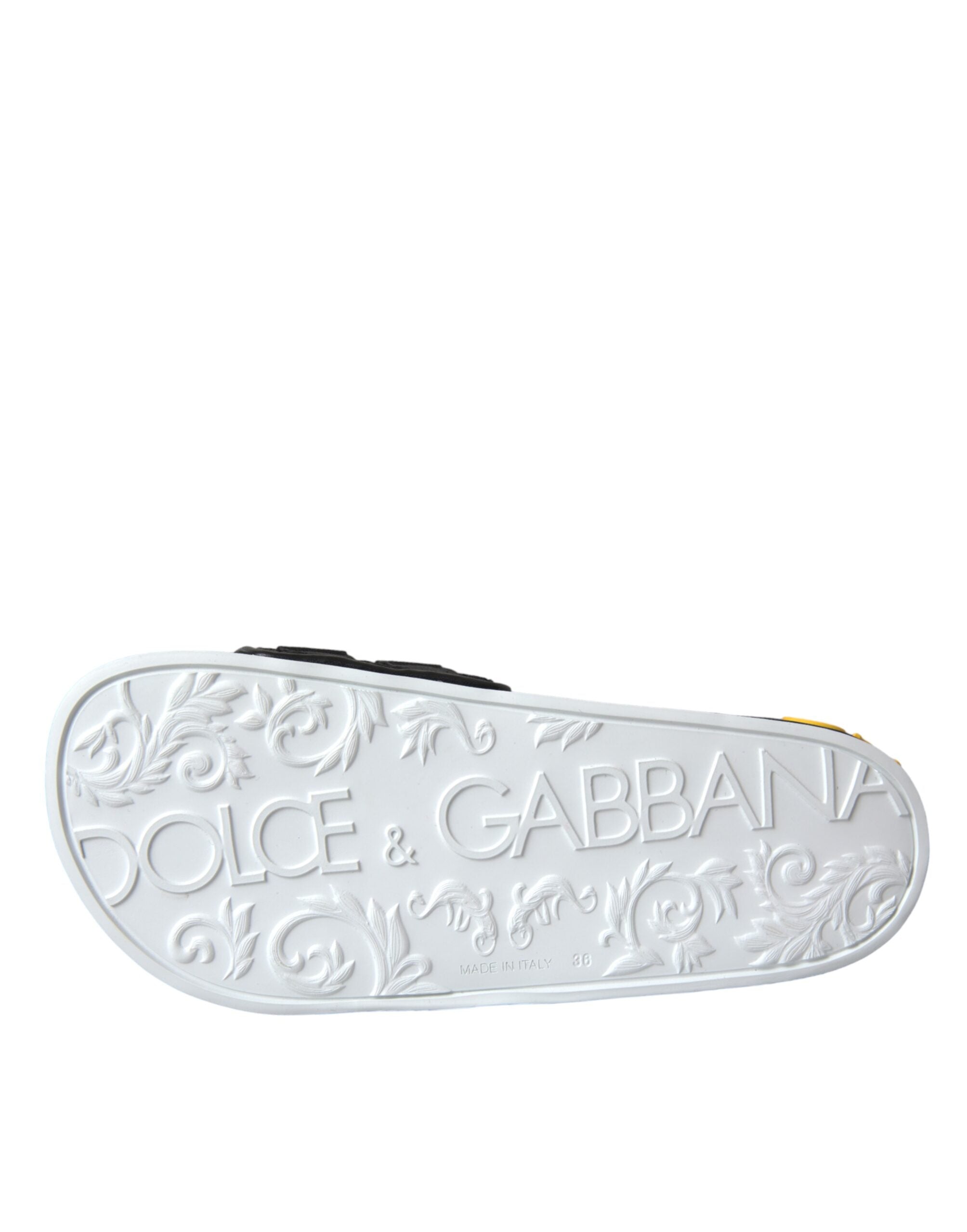 Sandale plate Dolce &amp; Gabbana cu logo alb și negru