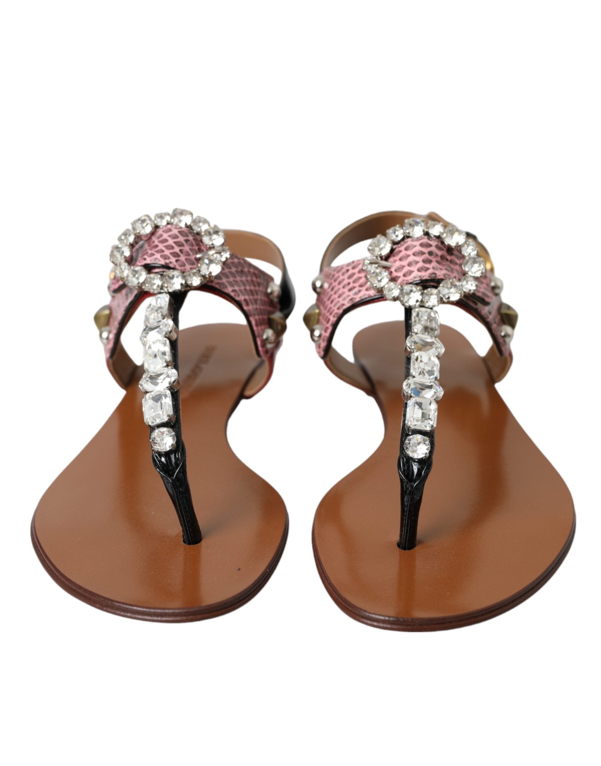 Dolce &amp; Gabbana Mehrfarbige Kristallsandalen Flip-Flops Schuhe
