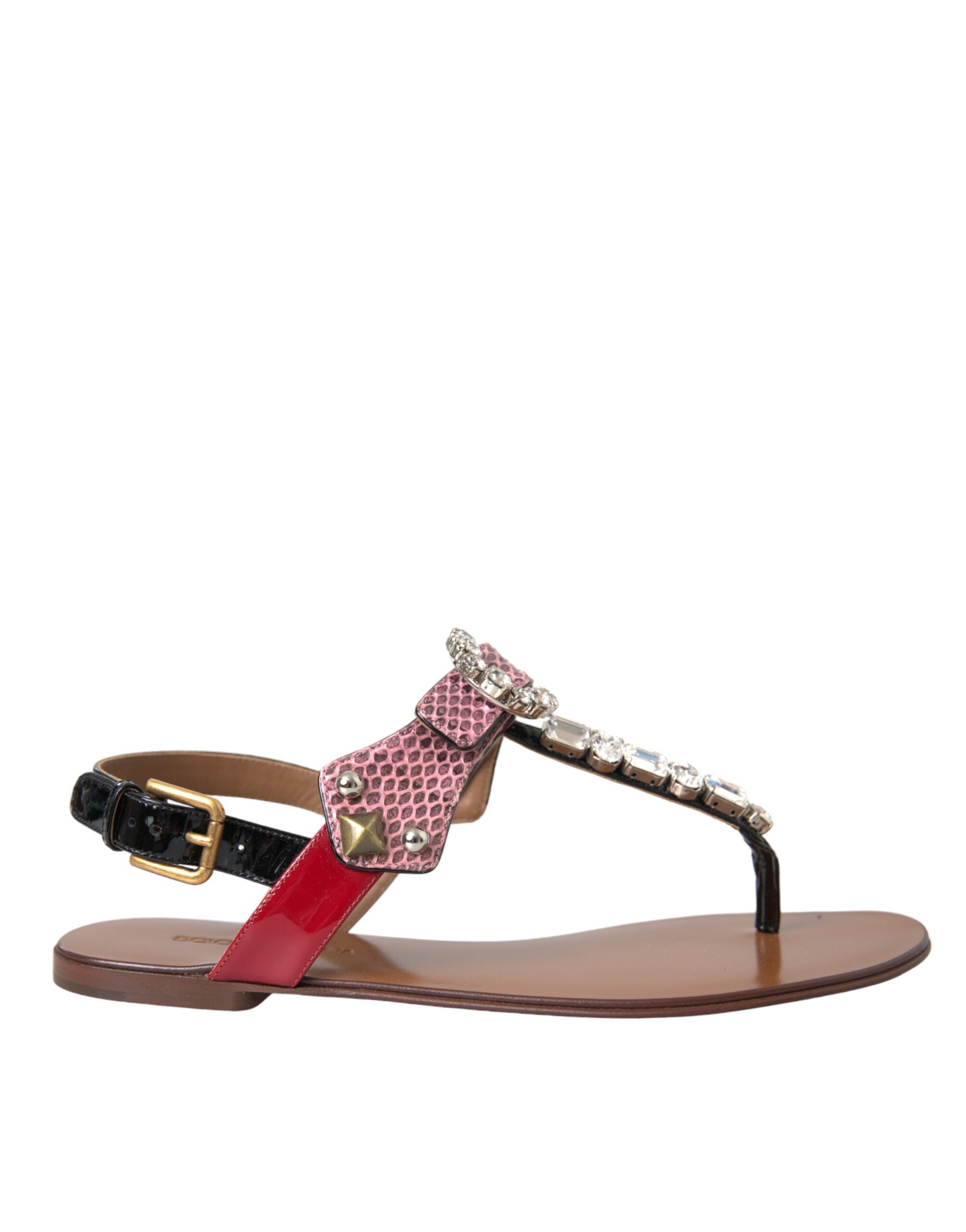 Dolce &amp; Gabbana Mehrfarbige Kristallsandalen Flip-Flops Schuhe