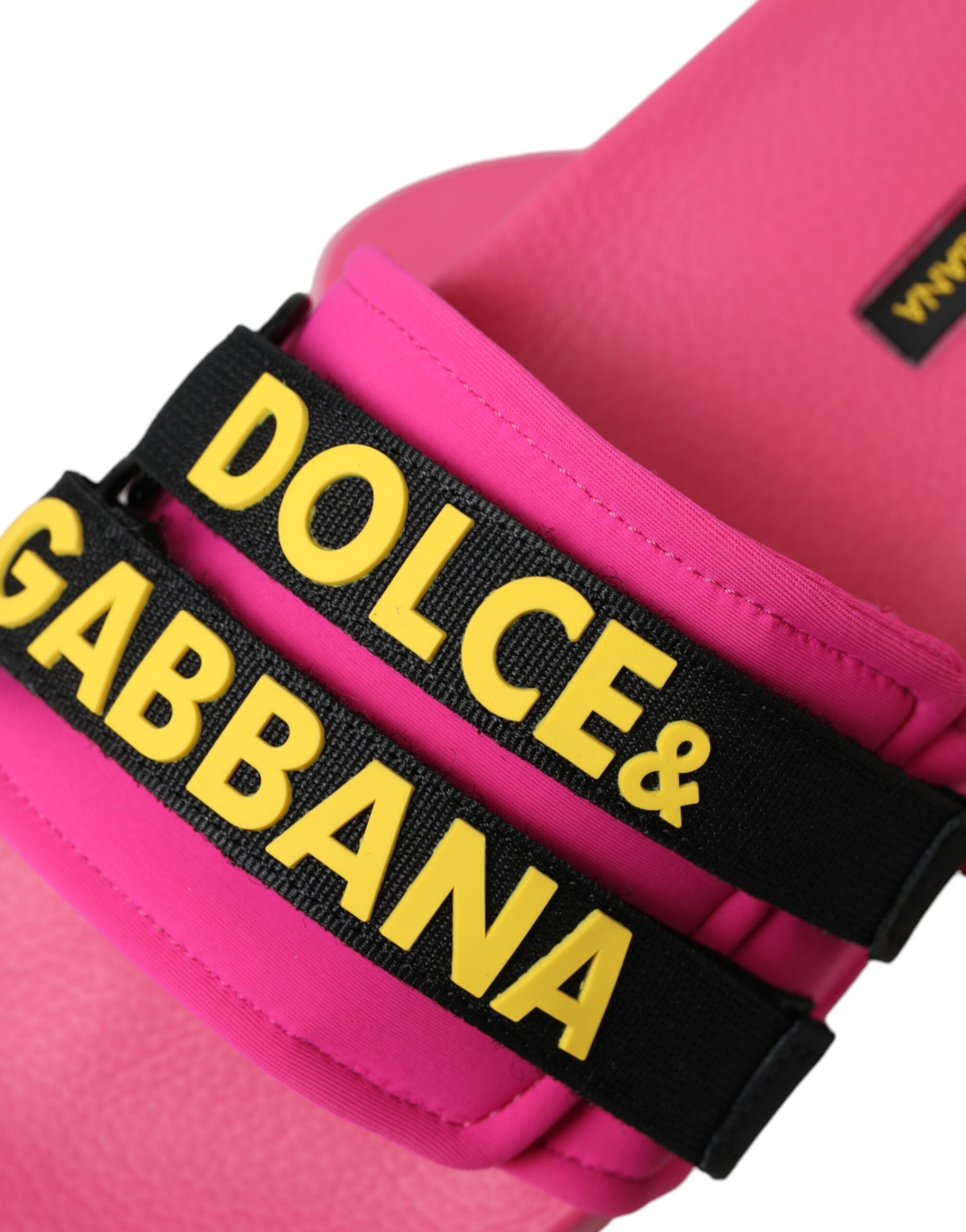 Sandale plate cu logo roz și negru Dolce &amp; Gabbana