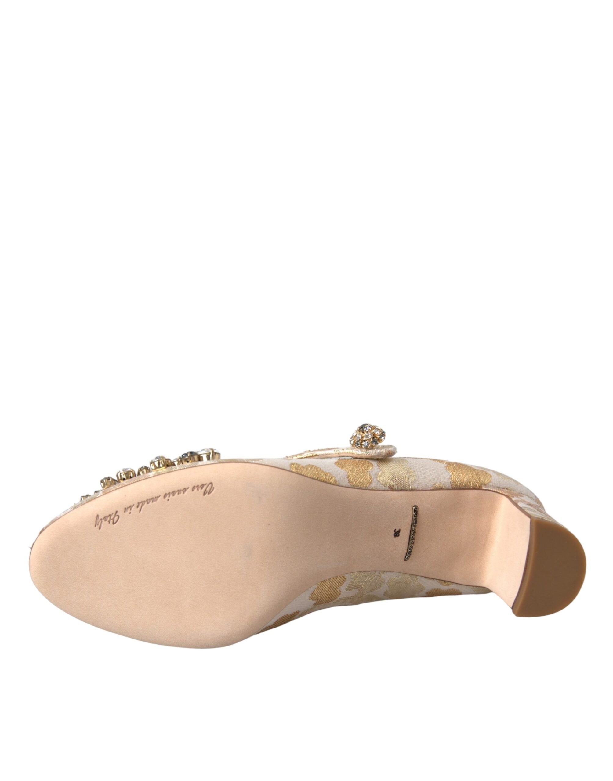 Dolce &amp; Gabbana – Mary Janes-Pumps mit goldenem Jacquard-Kristall