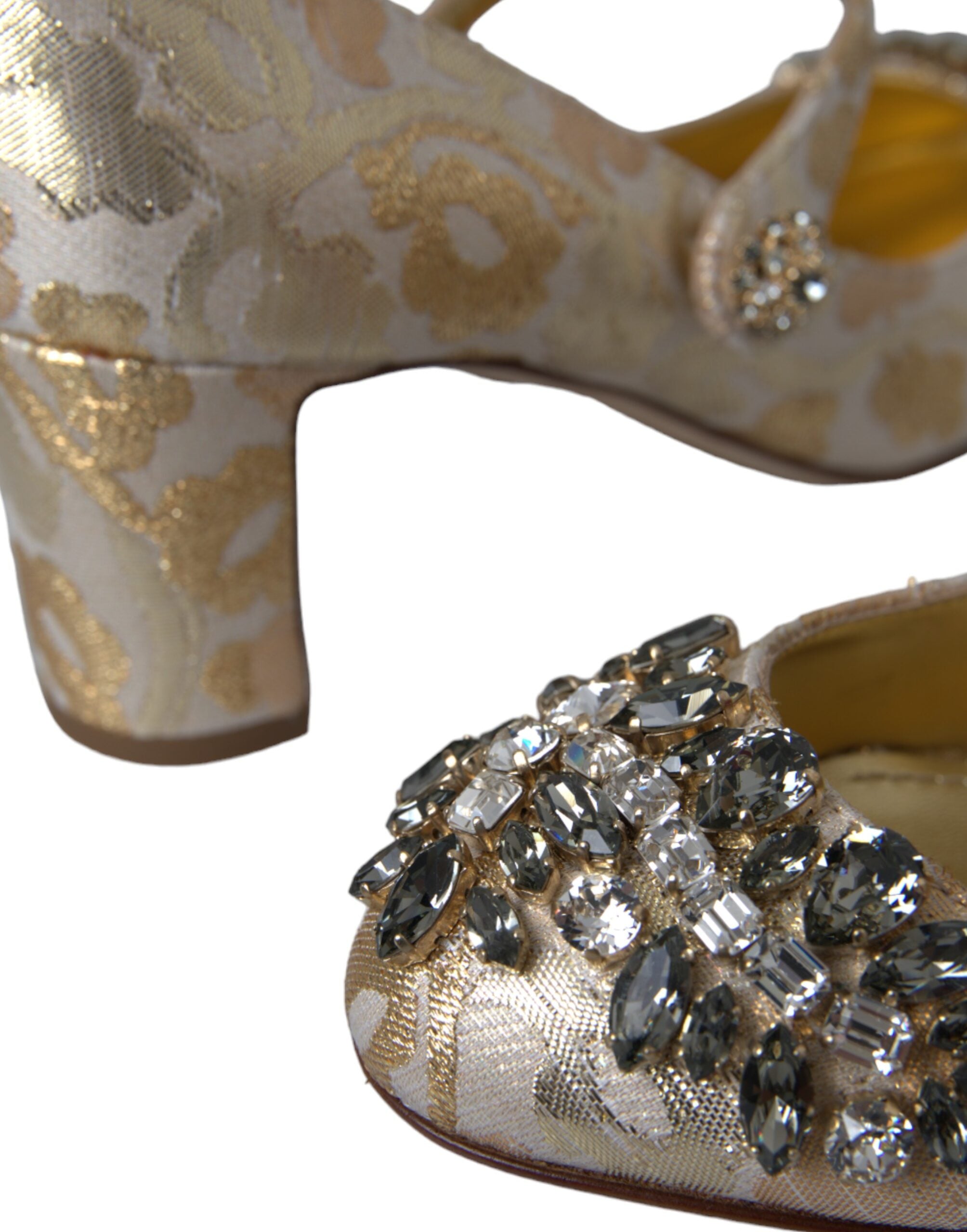 Dolce &amp; Gabbana – Mary Janes-Pumps mit goldenem Jacquard-Kristall