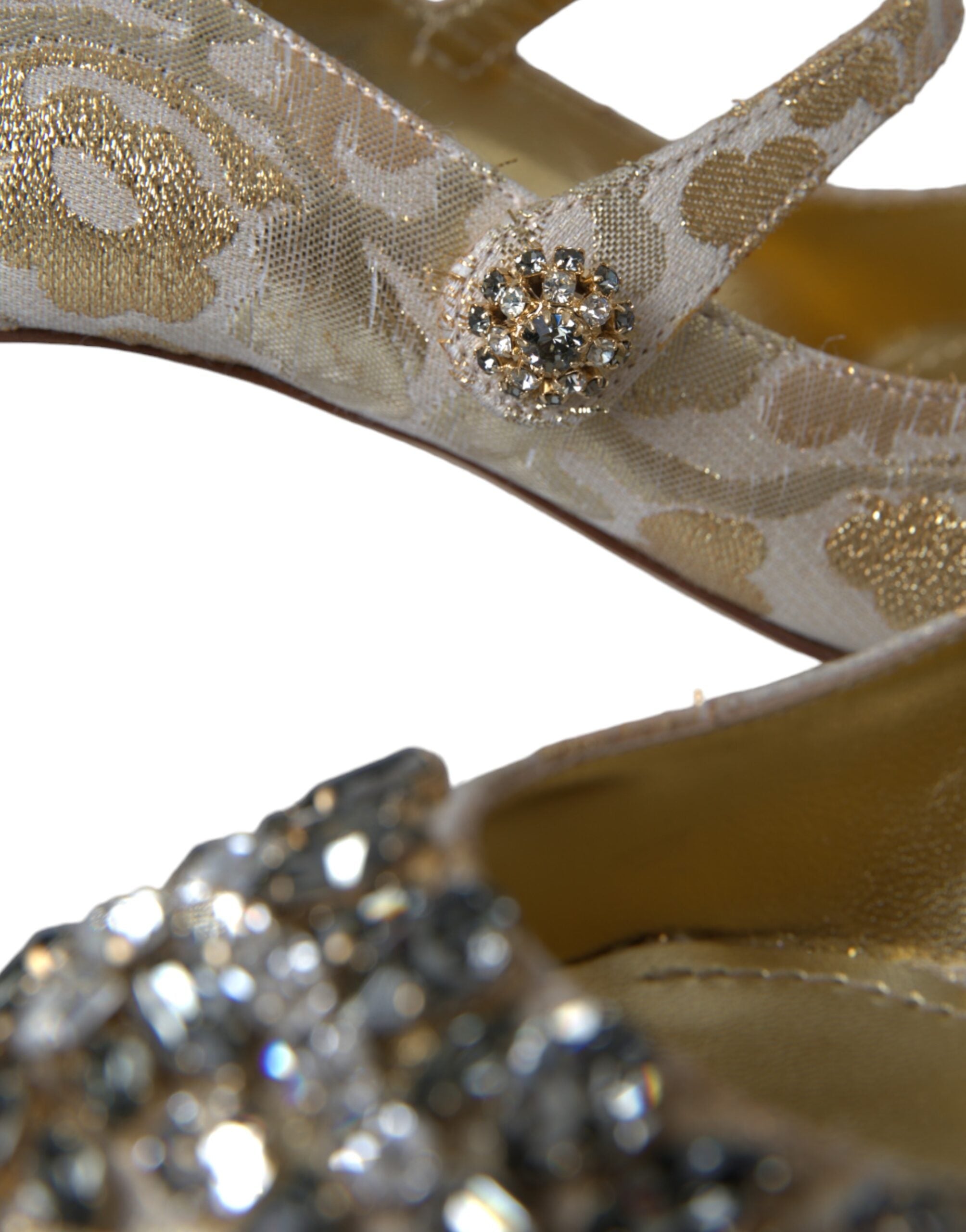Dolce &amp; Gabbana – Mary Janes-Pumps mit goldenem Jacquard-Kristall
