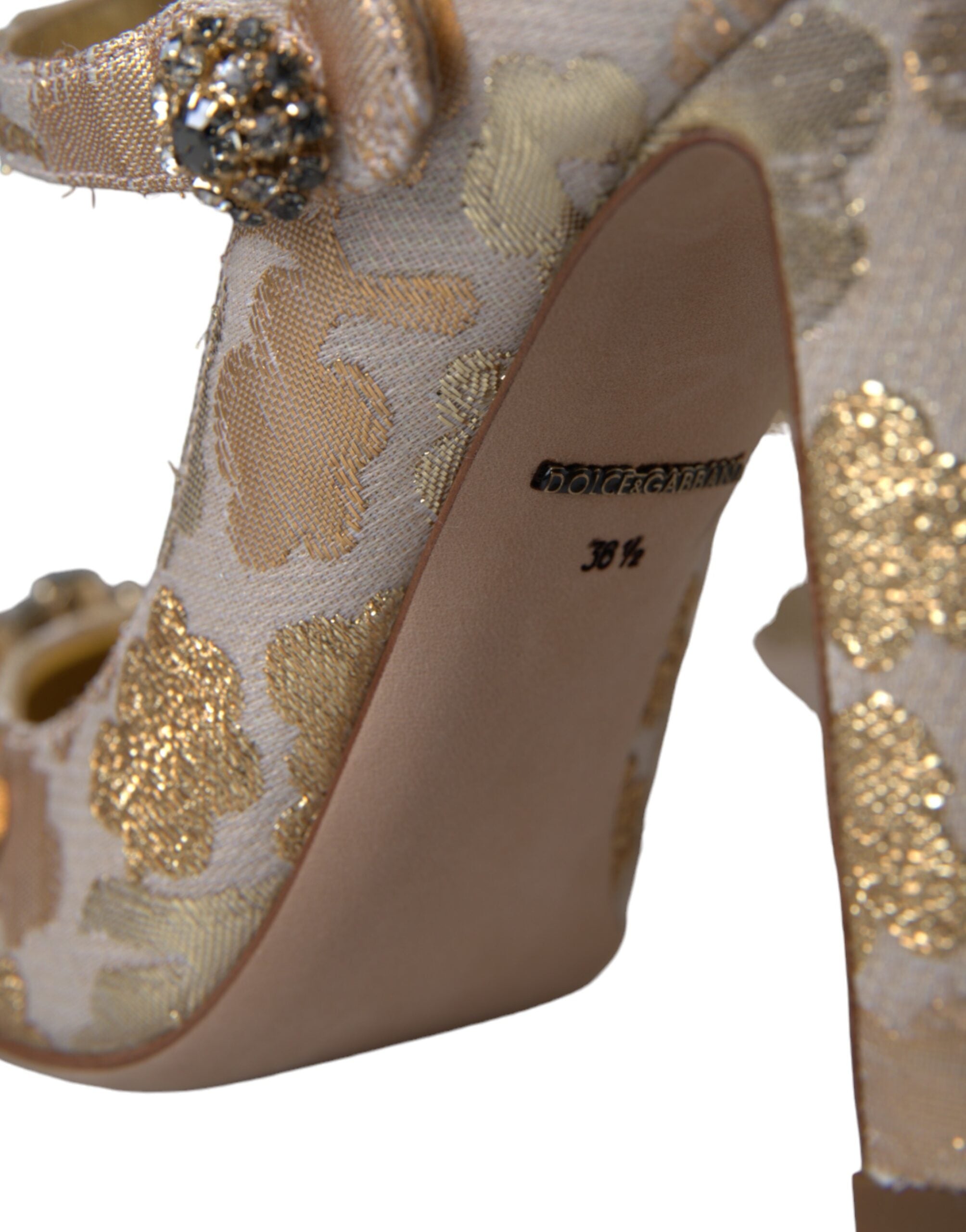 Dolce &amp; Gabbana – Mary Janes-Pumps mit goldenem Jacquard-Kristall
