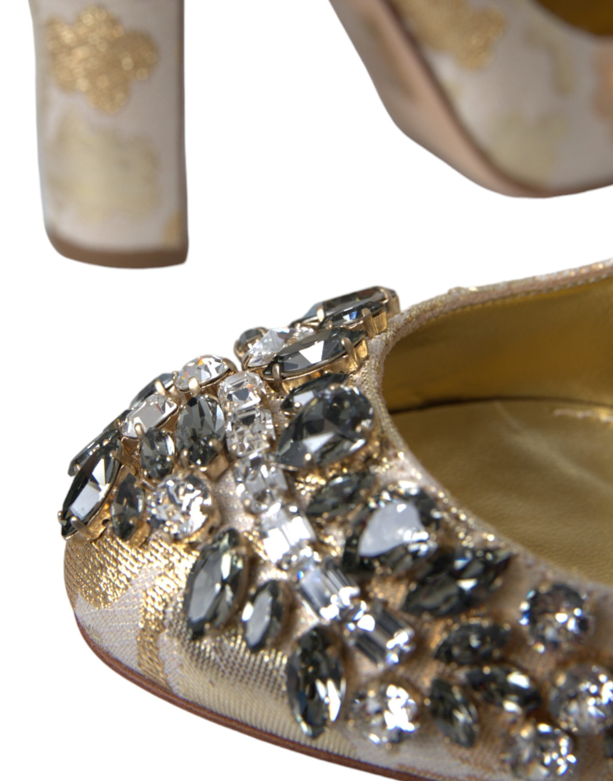 Dolce &amp; Gabbana – Mary Janes-Pumps mit goldenem Jacquard-Kristall