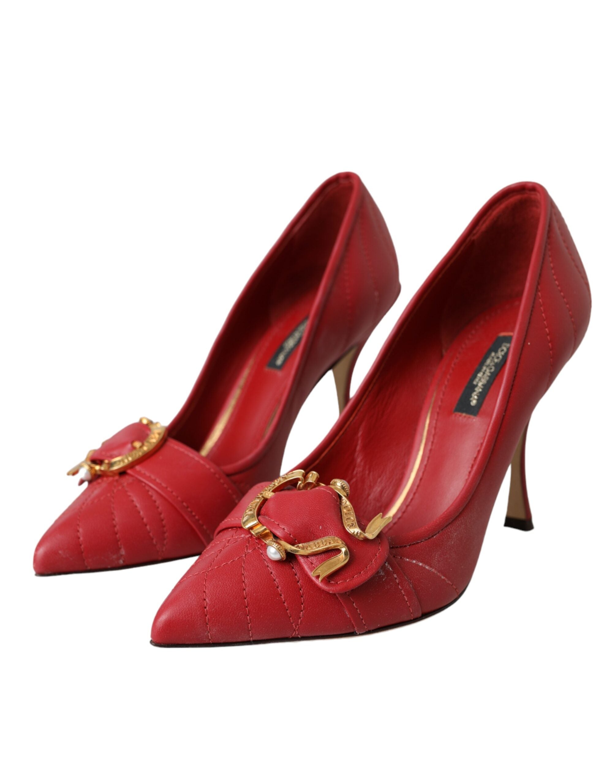 Dolce &amp; Gabbana Pantofi cu toc din piele roșii Devotion