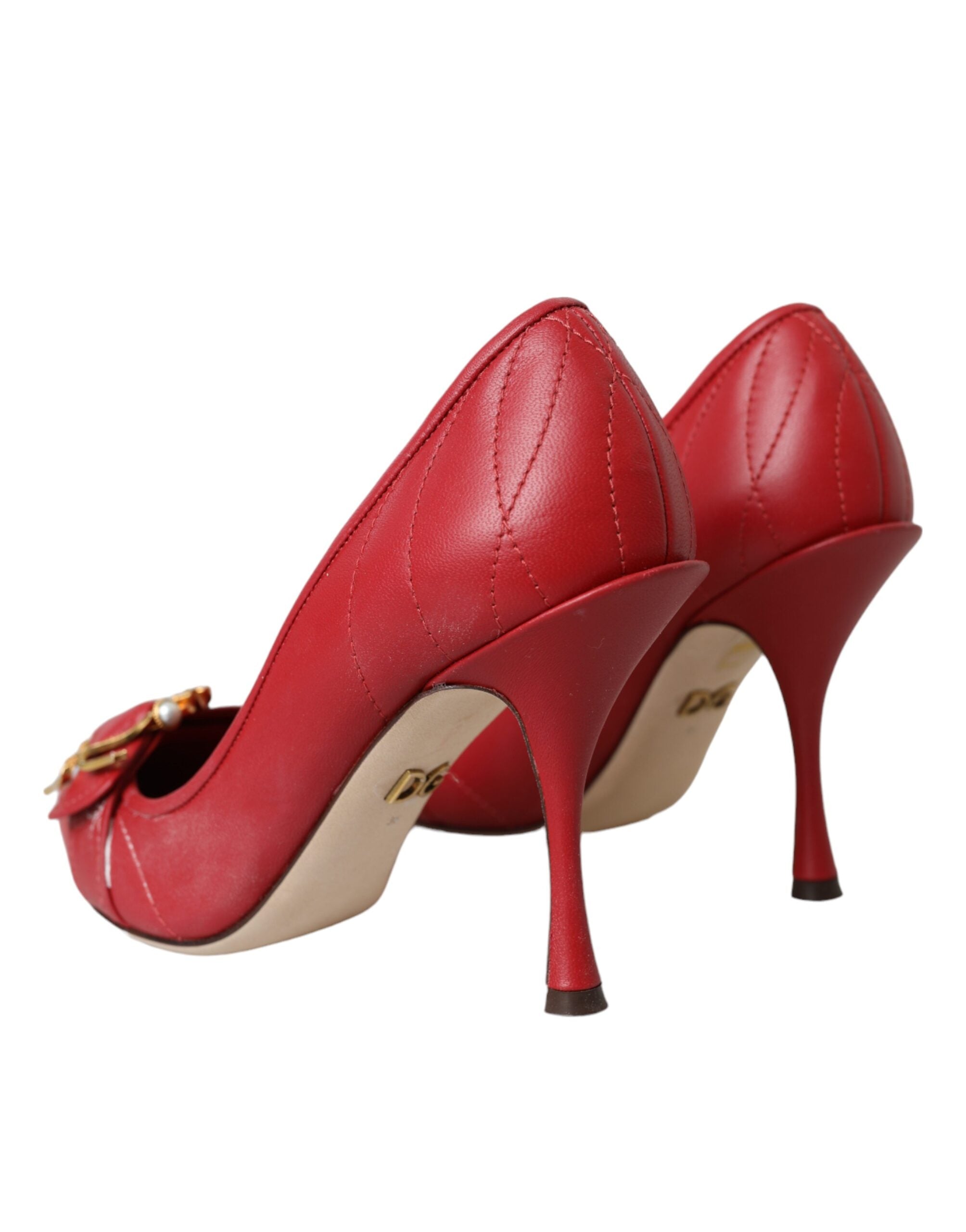 Dolce &amp; Gabbana Pantofi cu toc din piele roșii Devotion