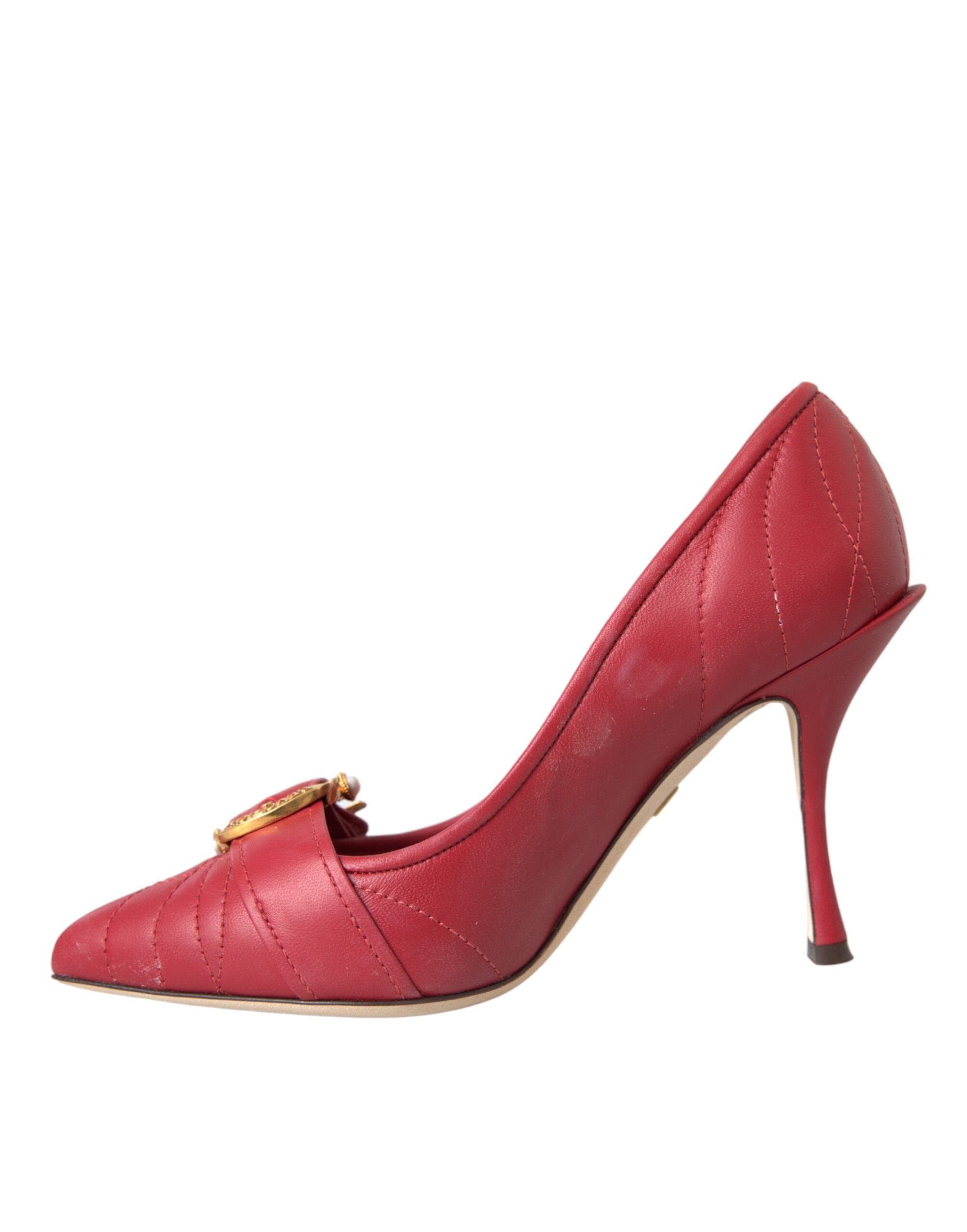 Dolce &amp; Gabbana Pantofi cu toc din piele roșii Devotion