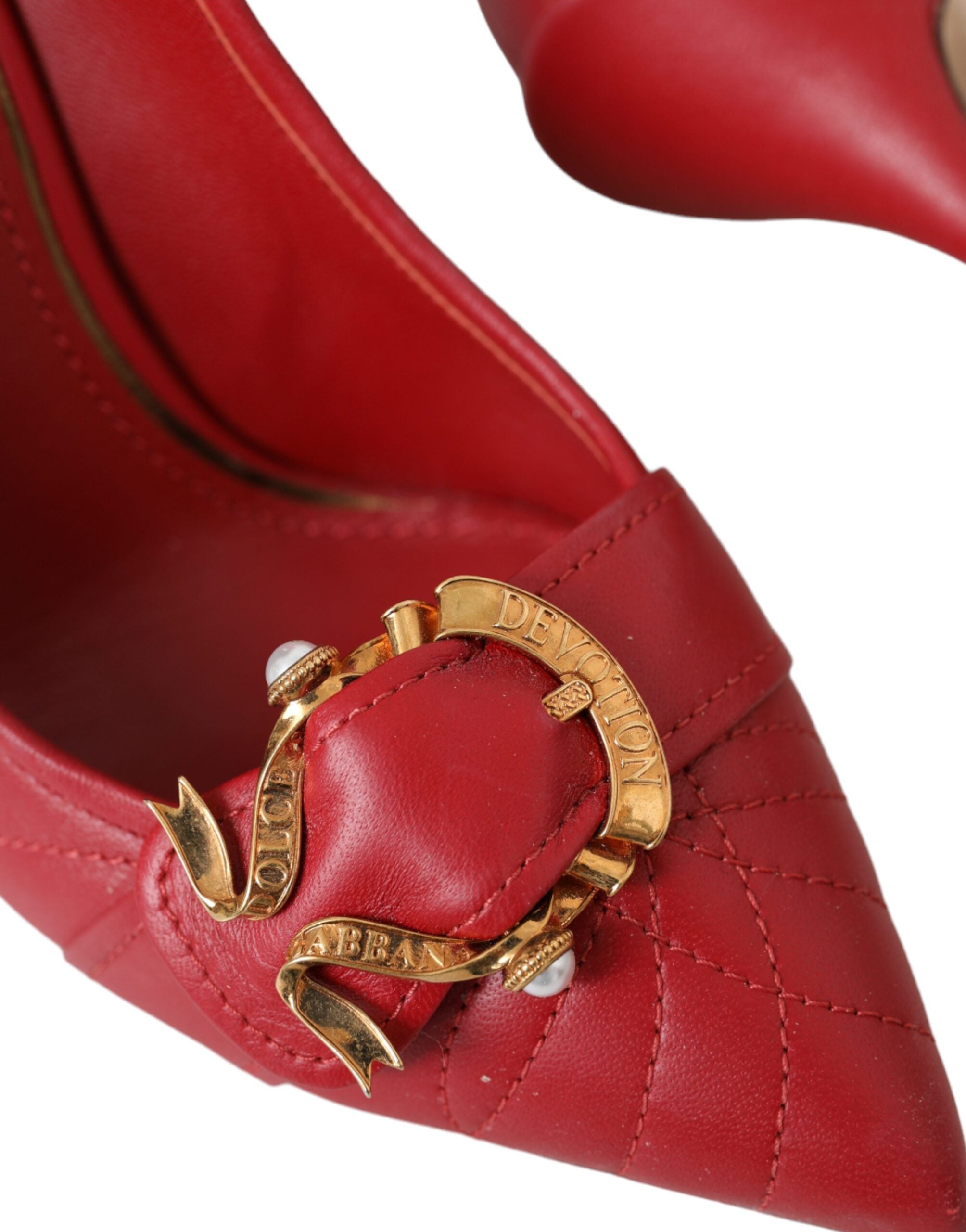 Dolce &amp; Gabbana Pantofi cu toc din piele roșii Devotion