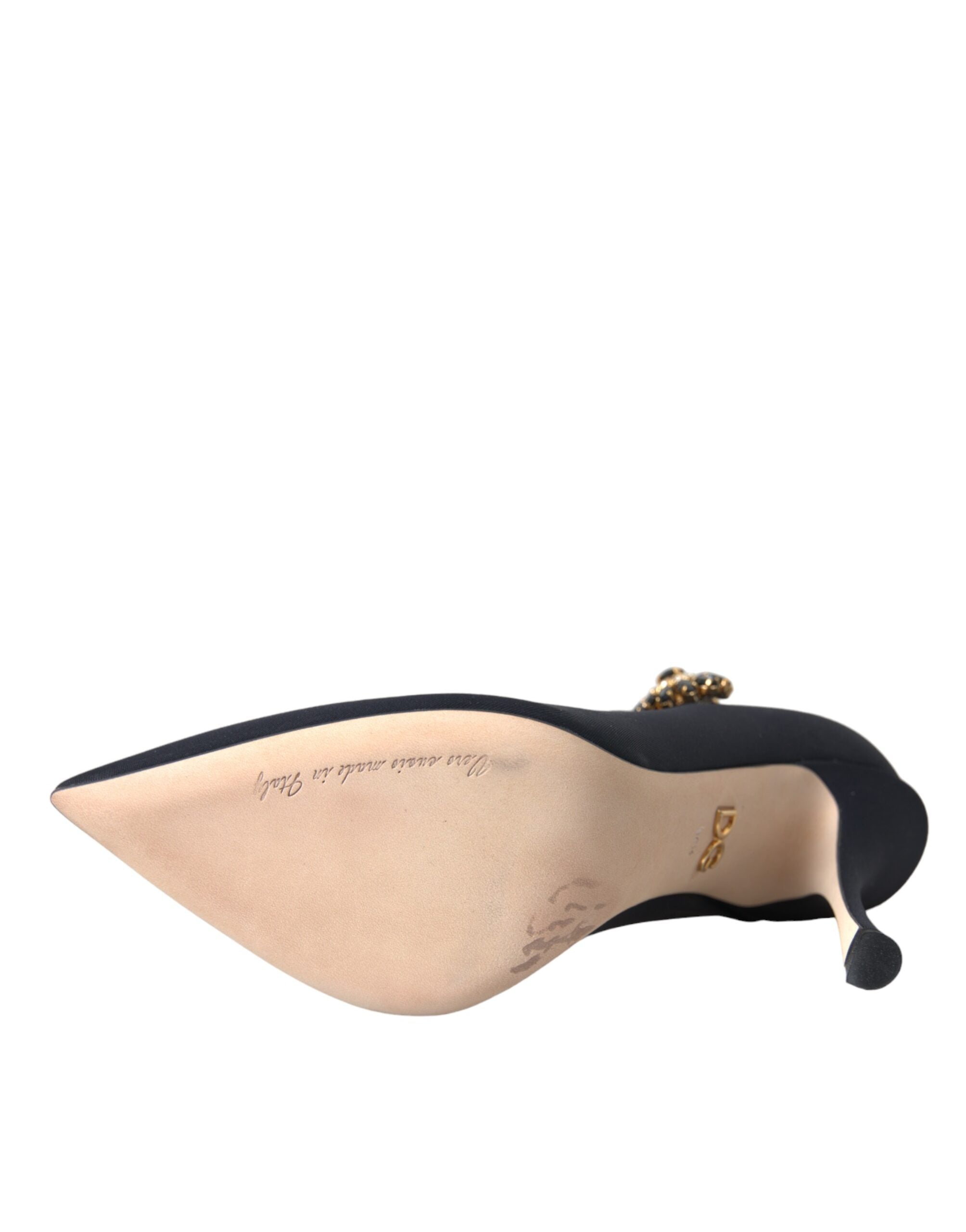 Dolce &amp; Gabbana – Schwarze Mary-Jane-Pumps aus Jersey mit Kristallen