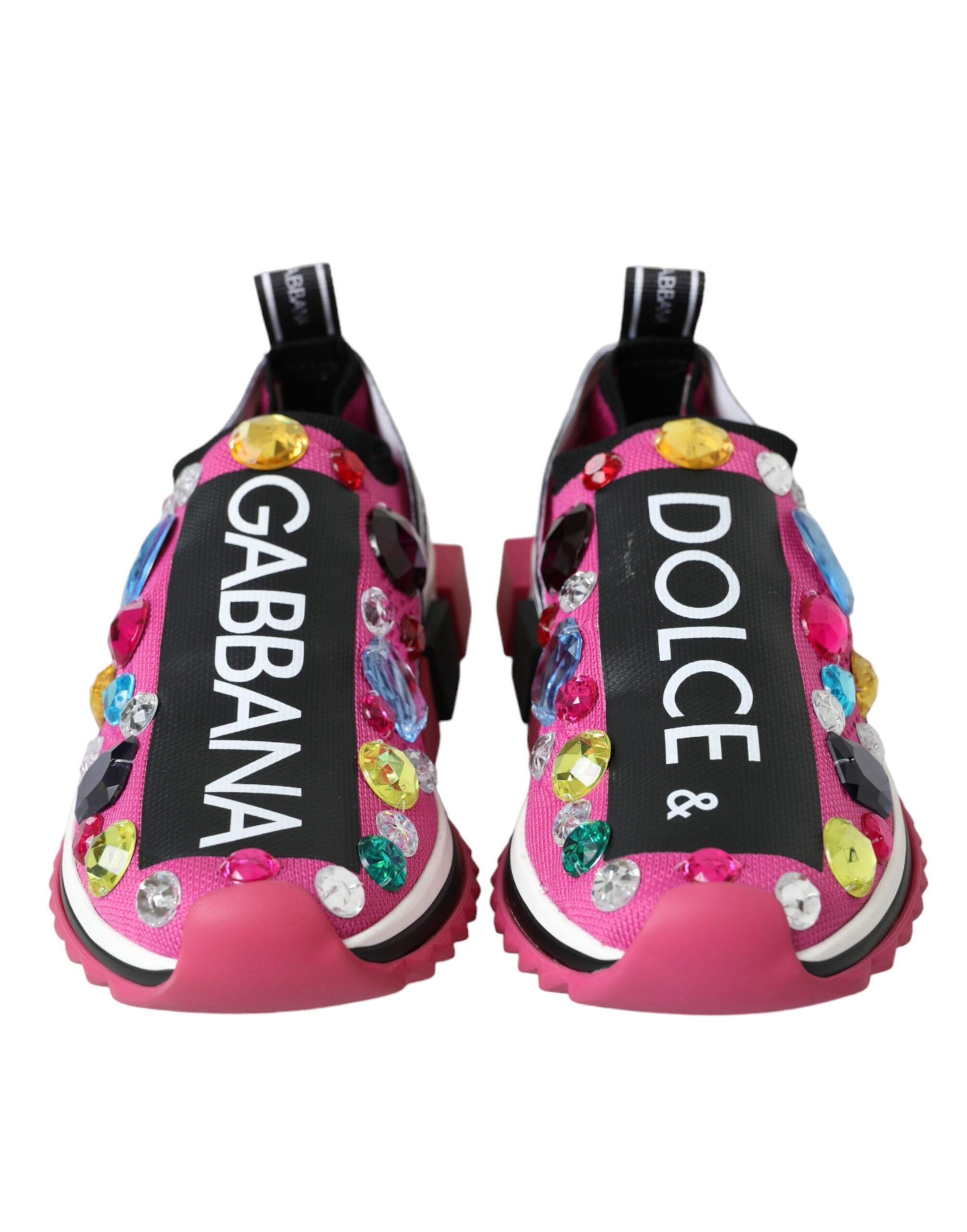 Dolce &amp; Gabbana Rosa Sorrento Kristalle Sneakers Schuhe