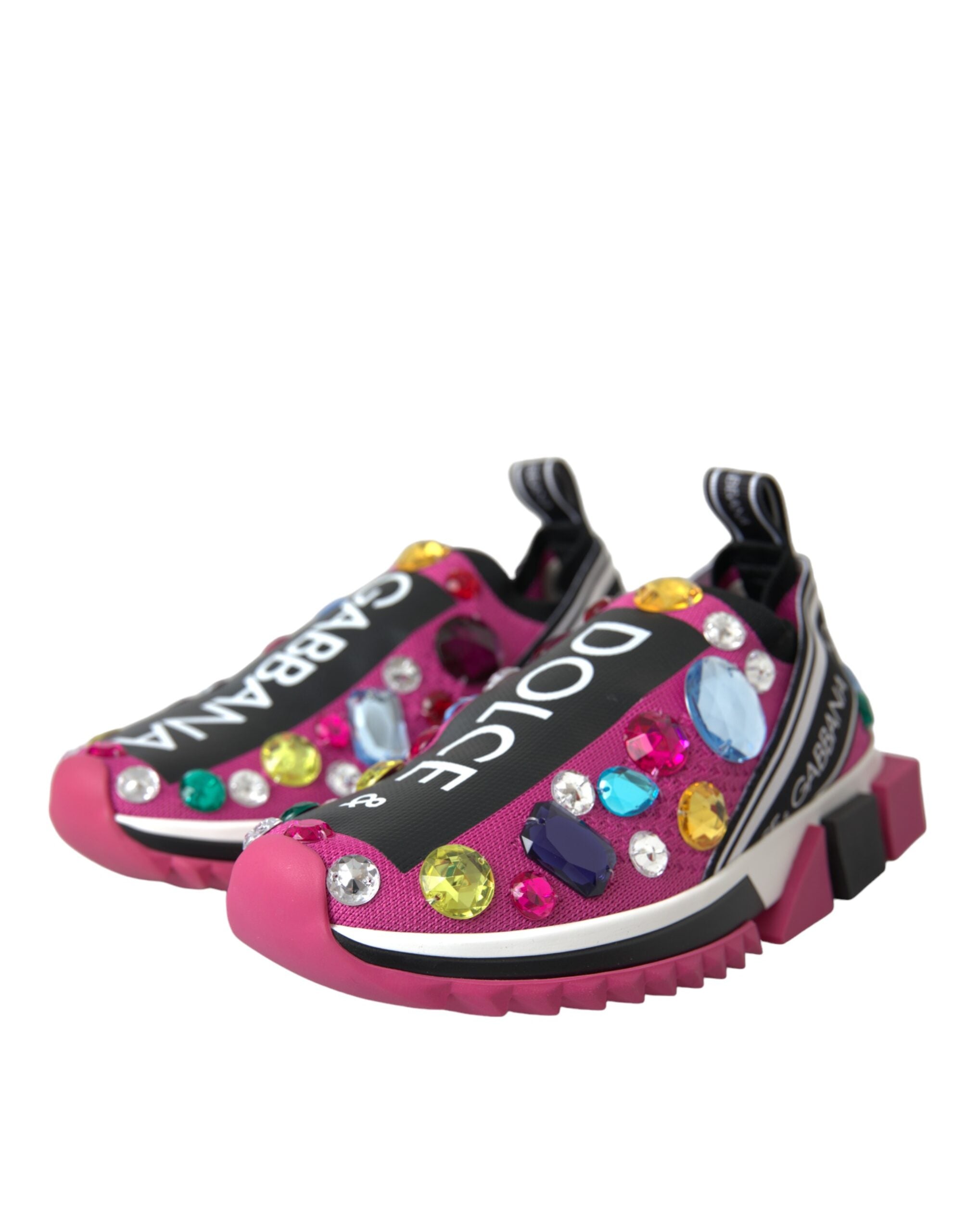 Dolce &amp; Gabbana Rosa Sorrento Kristalle Sneakers Schuhe