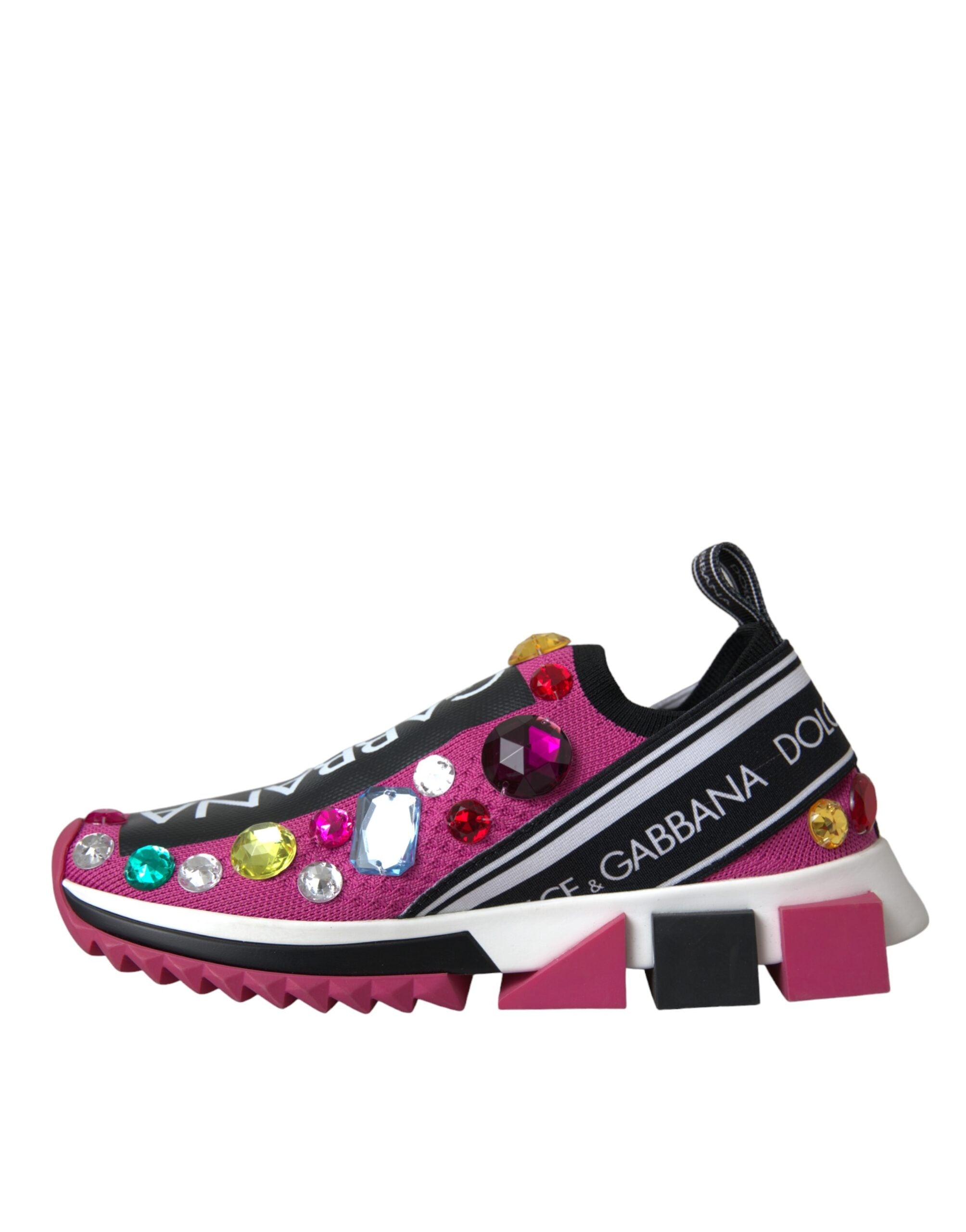 Dolce &amp; Gabbana Rosa Sorrento Kristalle Sneakers Schuhe