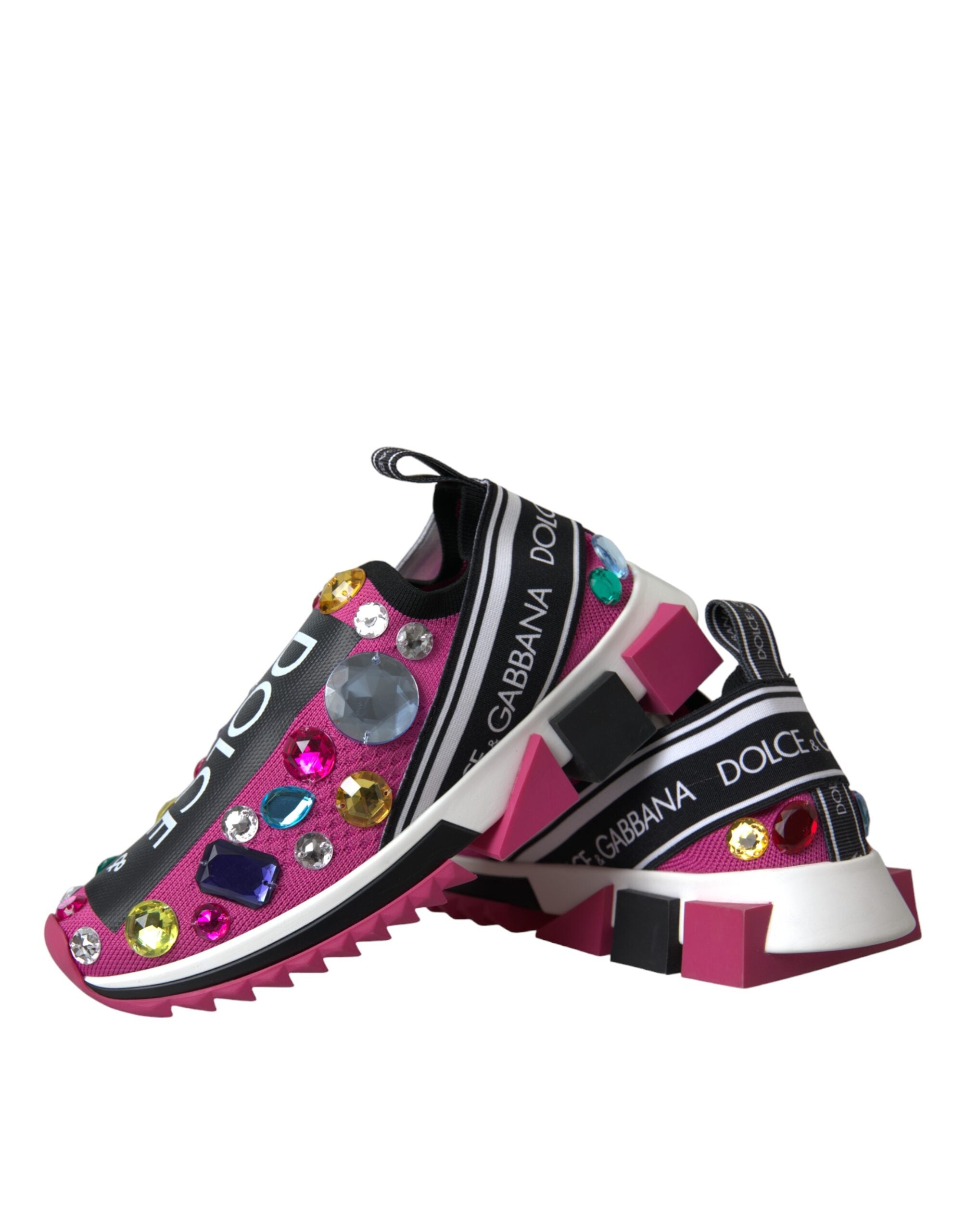 Dolce &amp; Gabbana Rosa Sorrento Kristalle Sneakers Schuhe