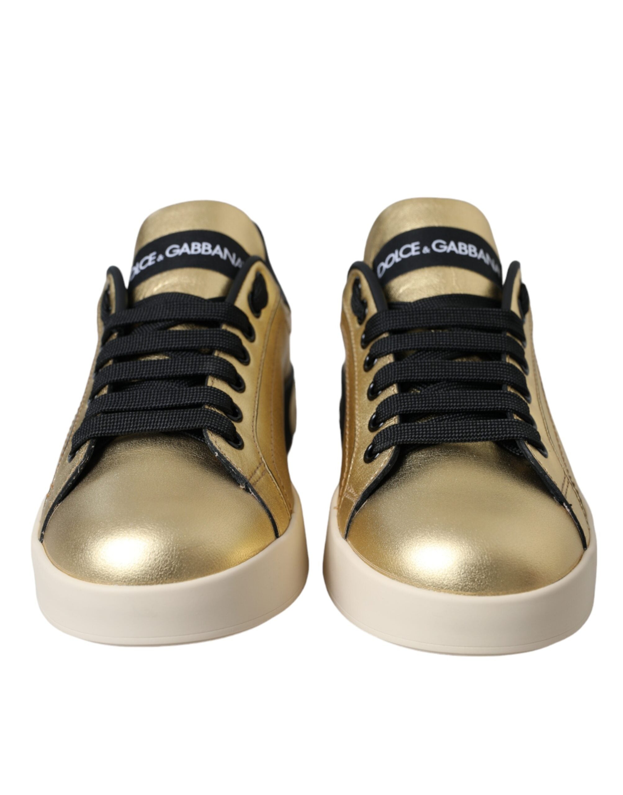 Dolce &amp; Gabbana Sneakers Portofino aus goldenem Kalbsleder Damen Schuhe
