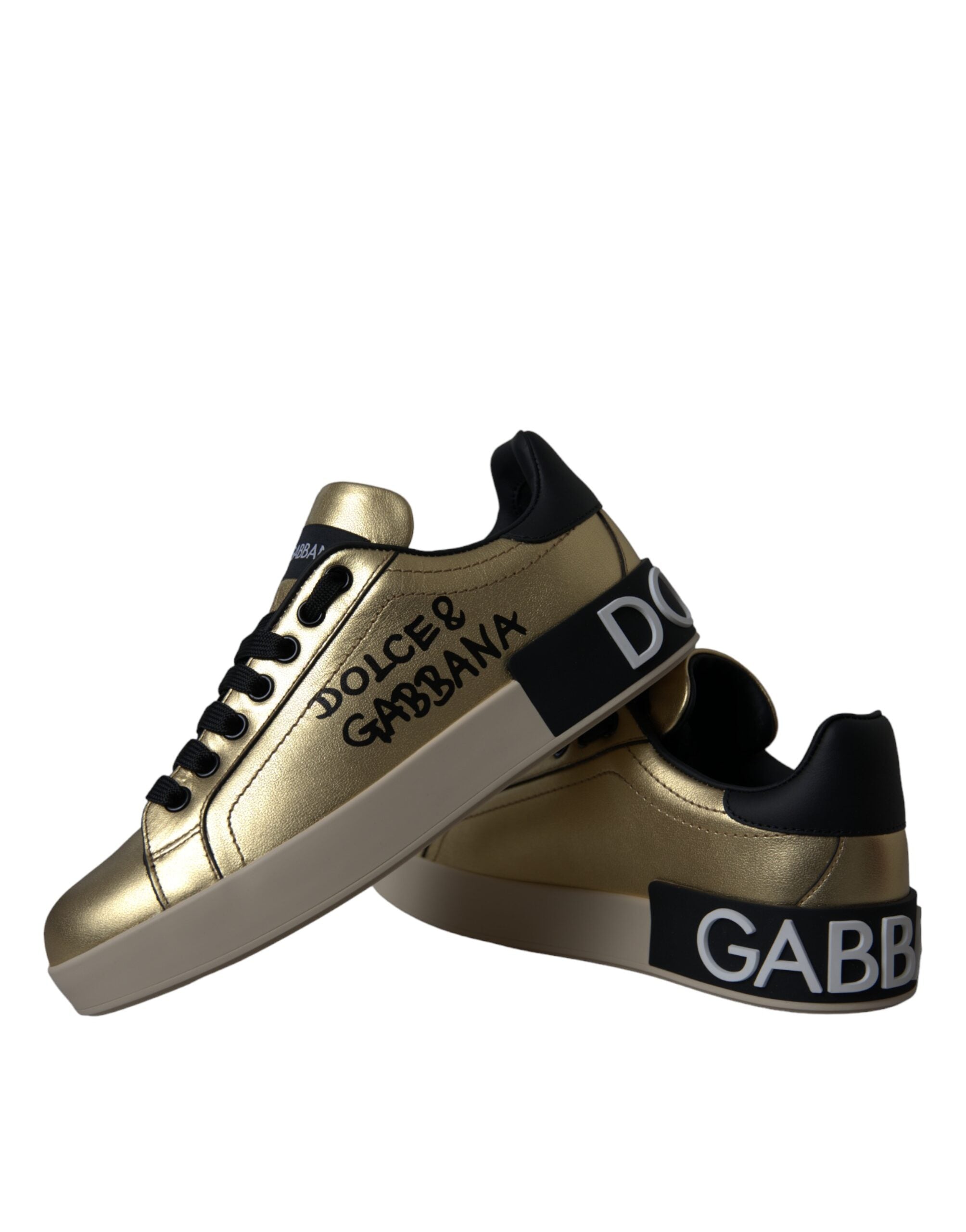 Dolce &amp; Gabbana Sneakers Portofino aus goldenem Kalbsleder Damen Schuhe