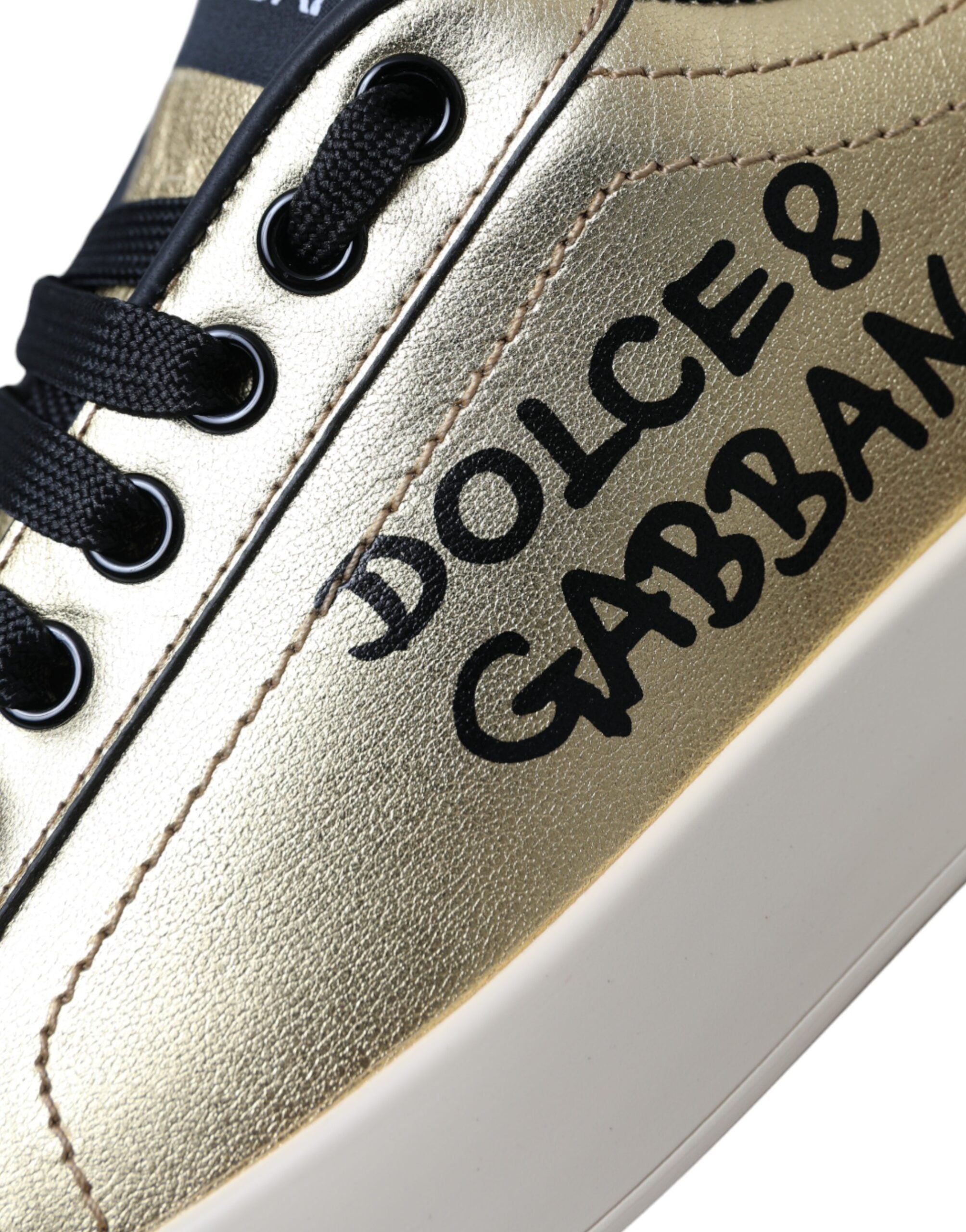 Dolce &amp; Gabbana Sneakers Portofino aus goldenem Kalbsleder Damen Schuhe