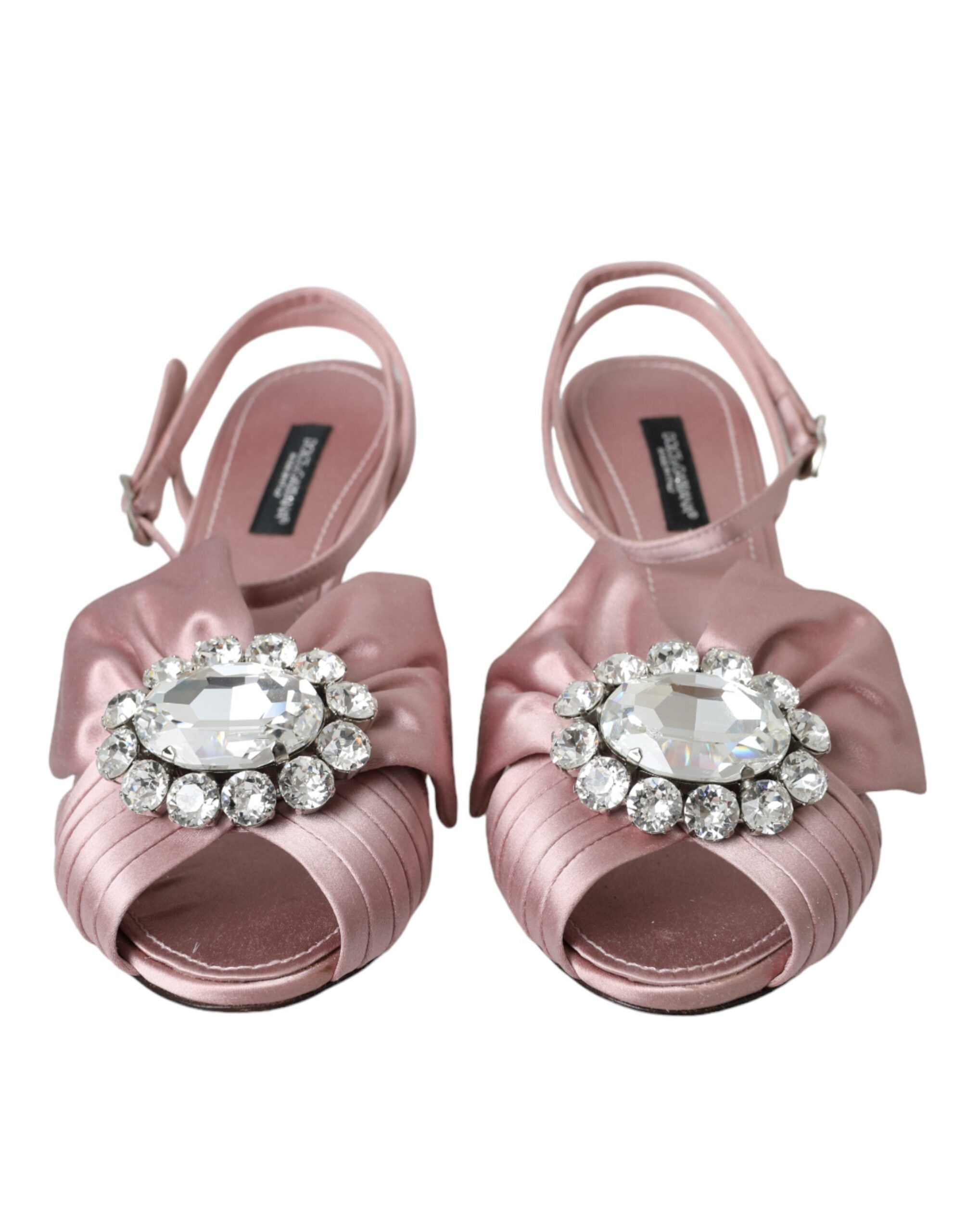 Sandale Dolce &amp; Gabbana roz cu cristale Keira și tocuri
