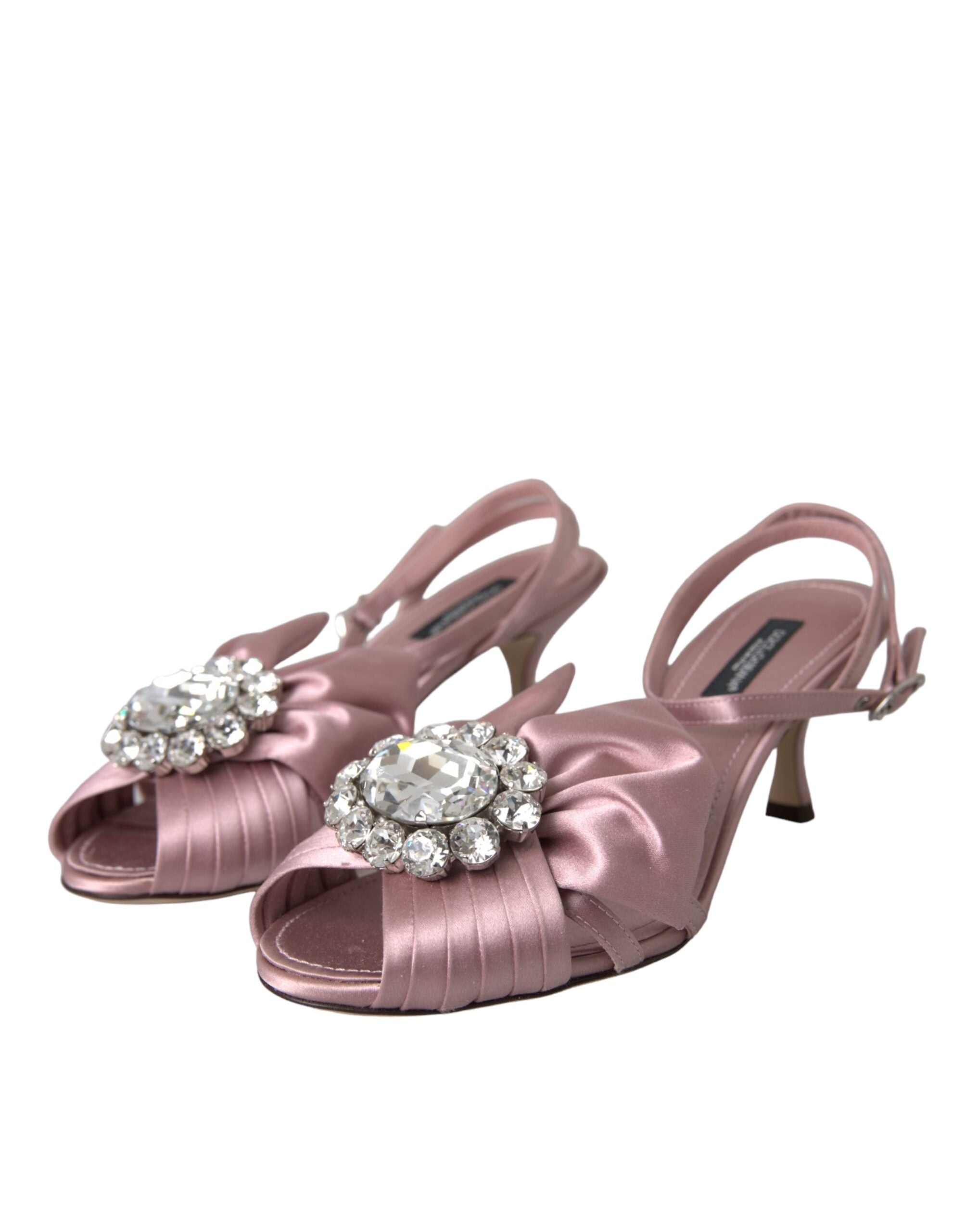 Sandale Dolce &amp; Gabbana roz cu cristale Keira și tocuri