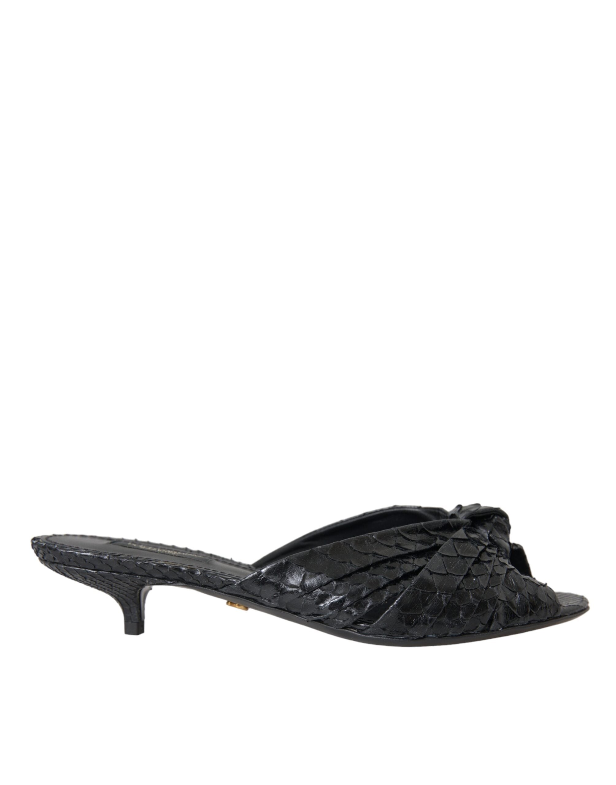 Dolce &amp; Gabbana – Schwarze Pantoletten aus exotischem Leder mit Absatz