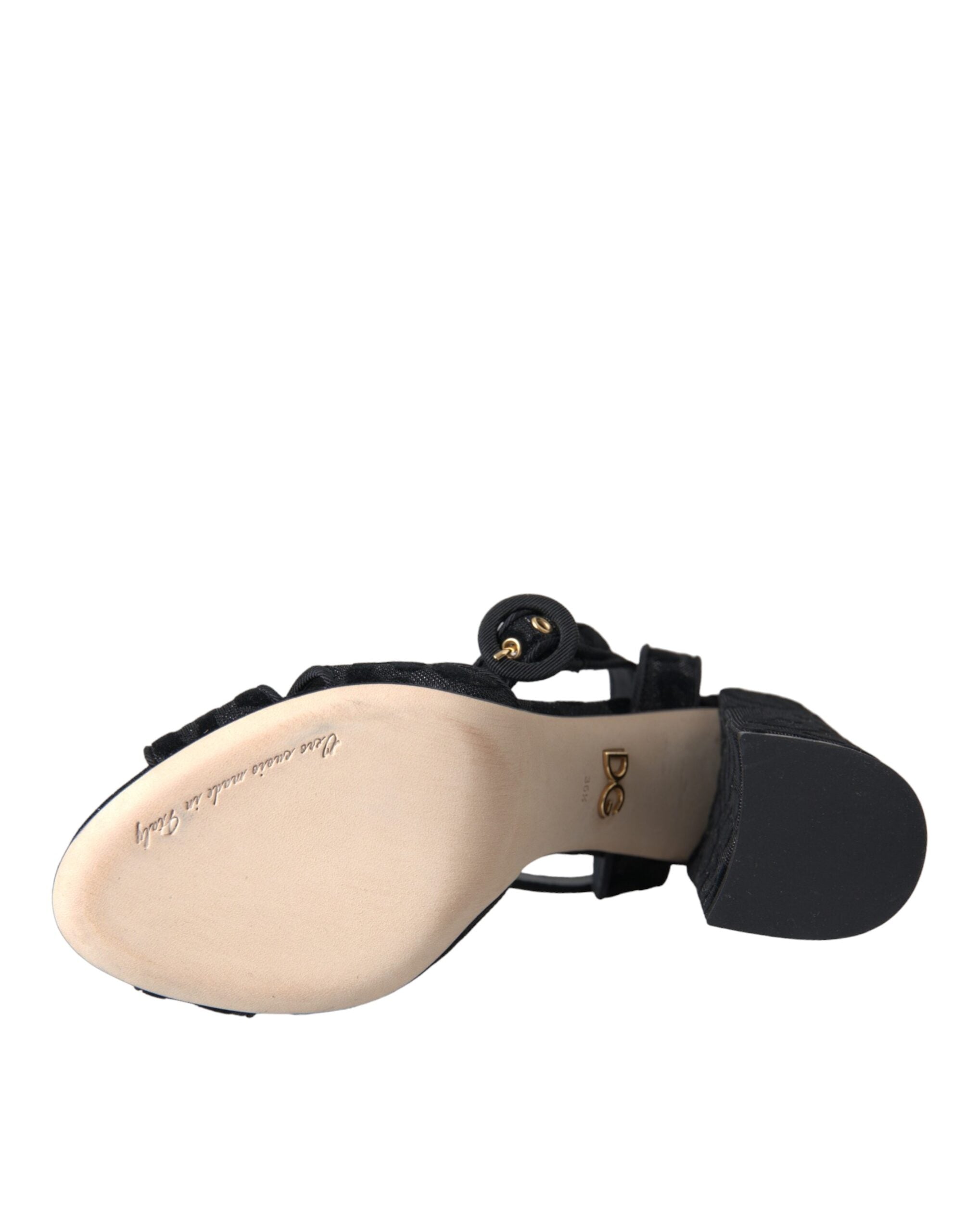 Dolce &amp; Gabbana Schwarze Sandalen aus Wildleder mit Leopardenmuster