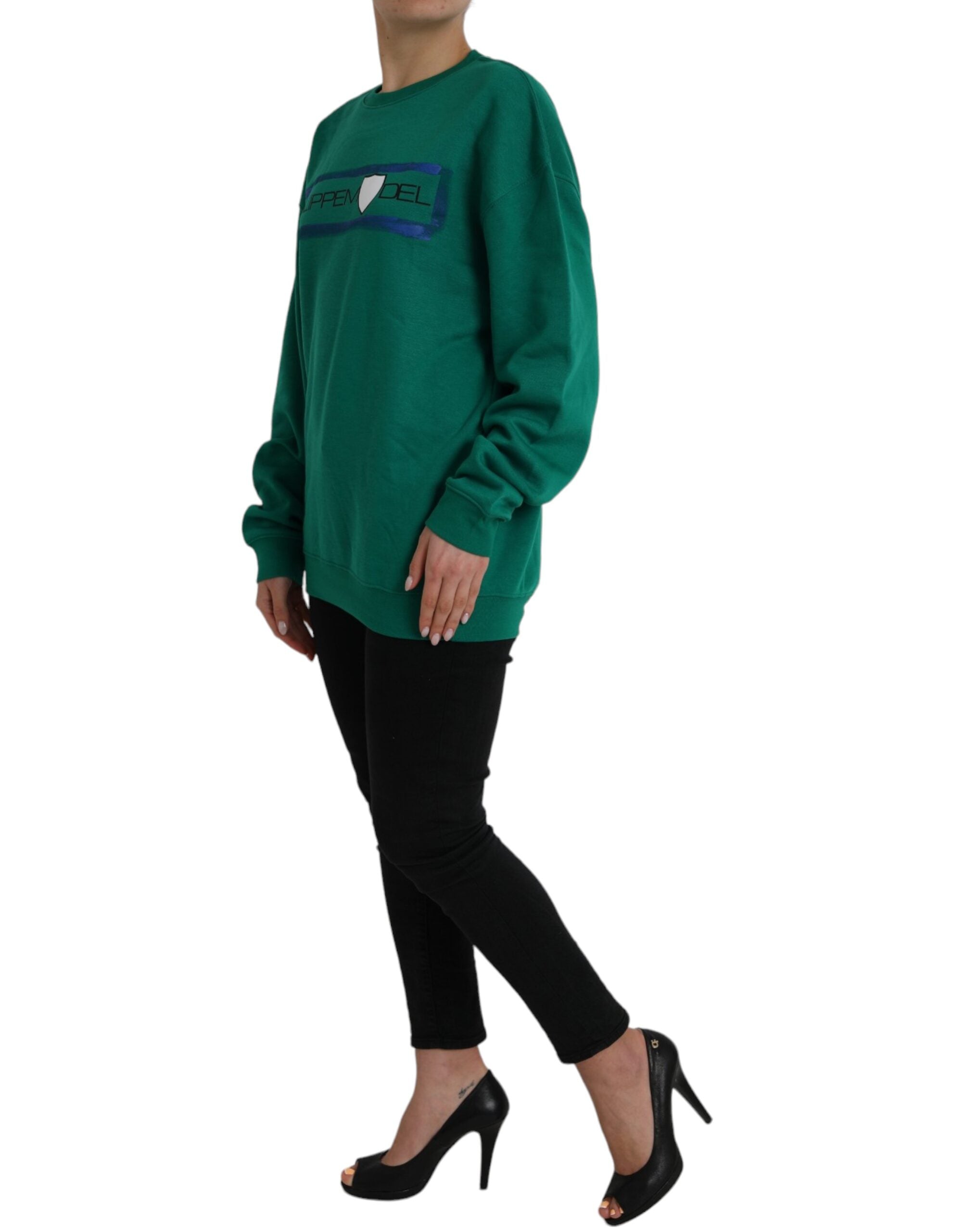 Philippe Model – Grüner Pullover mit Logo-Print aus Baumwolle mit langen Ärmeln