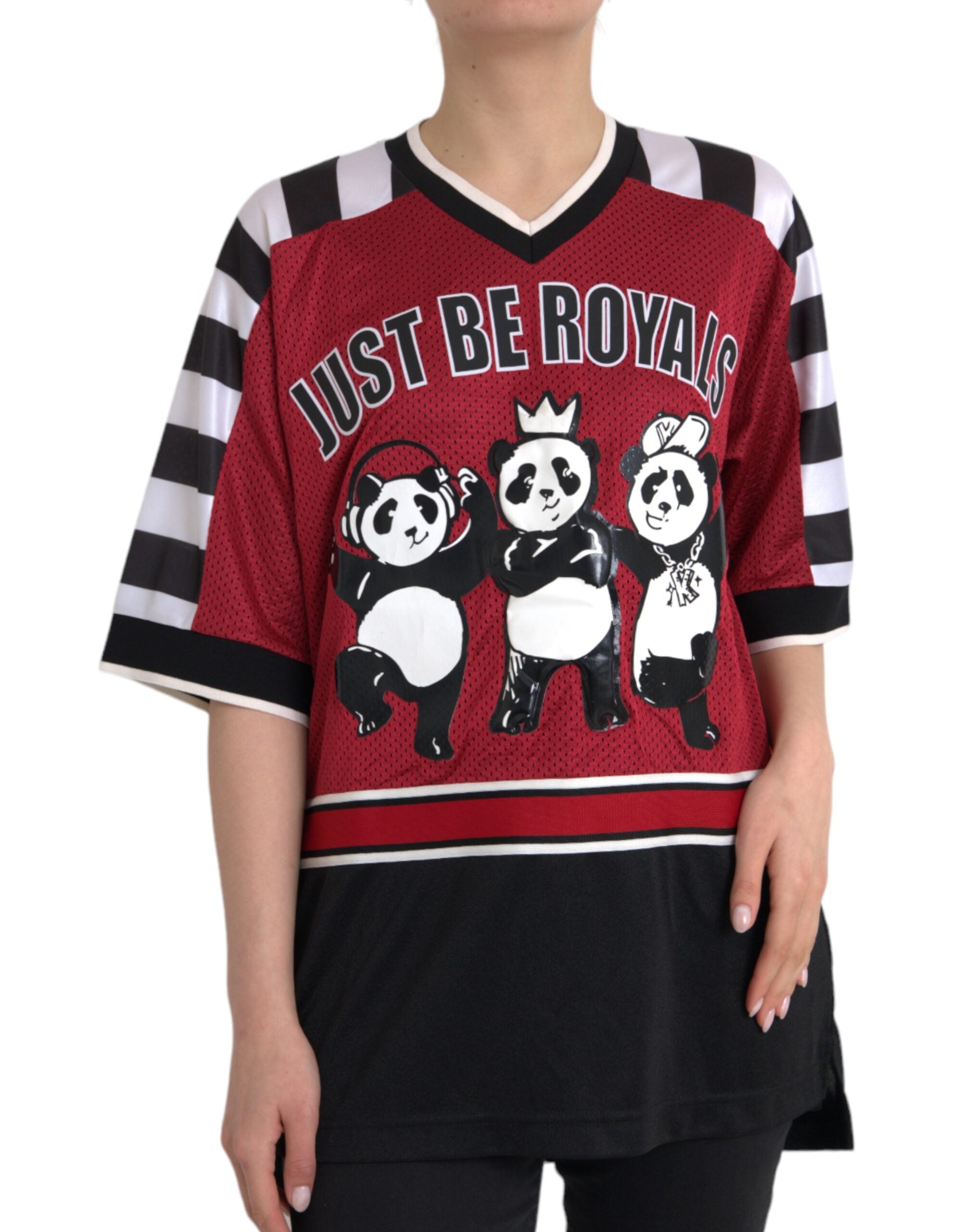 Dolce &amp; Gabbana – Mehrfarbiges, übergroßes T-Shirt mit Panda-Motiv „Royals“