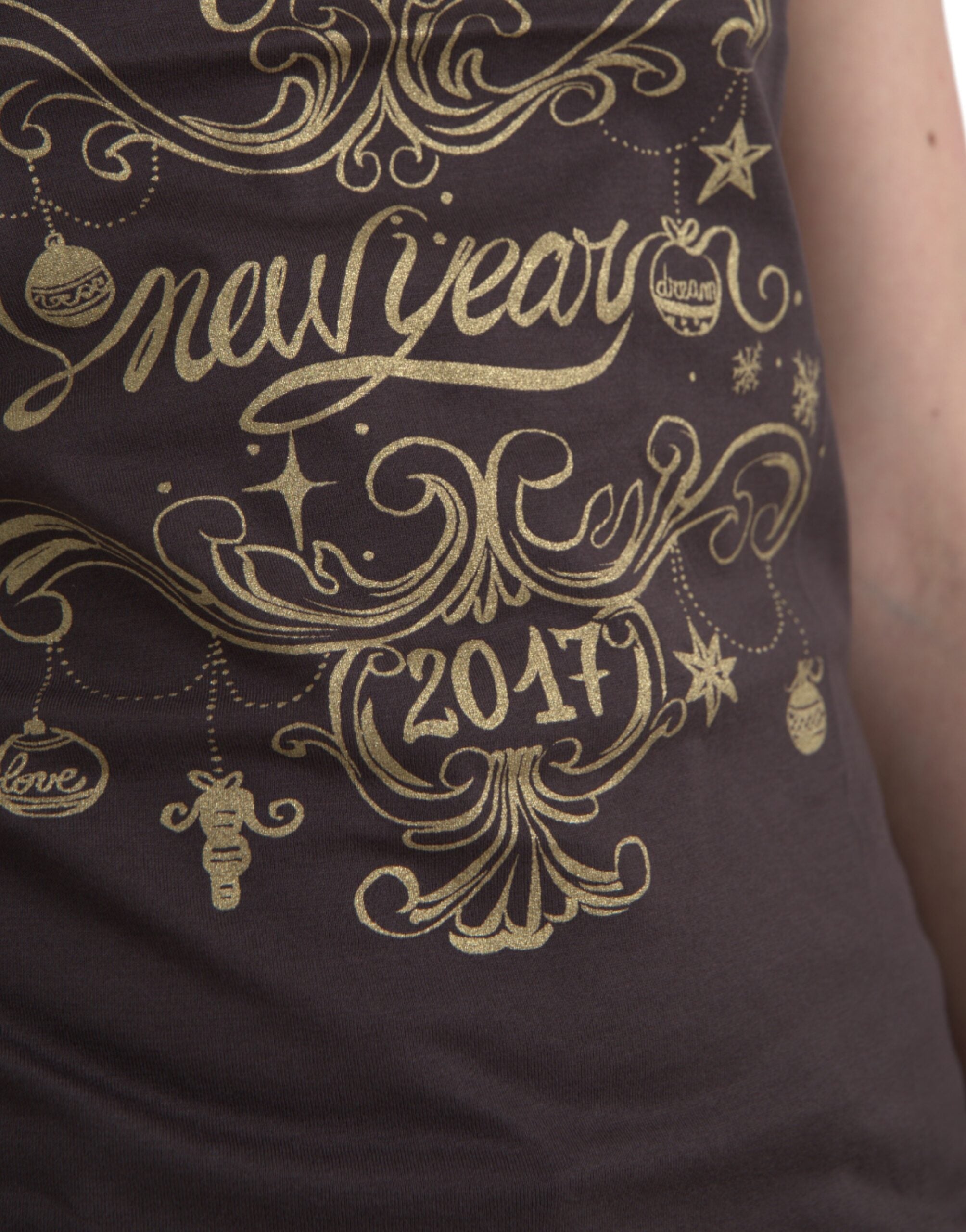 Tricou Dolce &amp; Gabbana maro cu guler rotund și imprimeu 2017