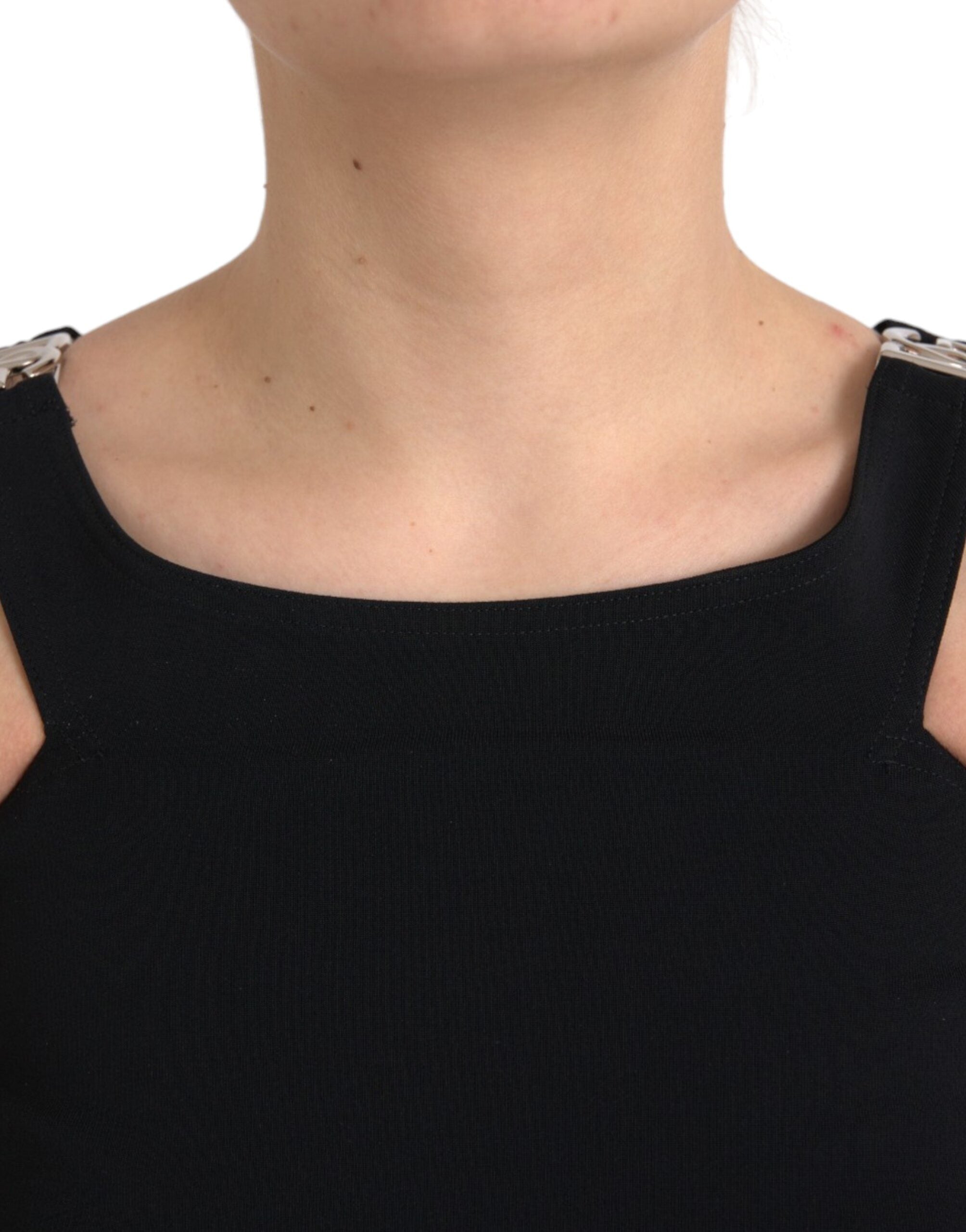 Maiou scurt cu guler rotund, fără mâneci, Dolce &amp; Gabbana, negru