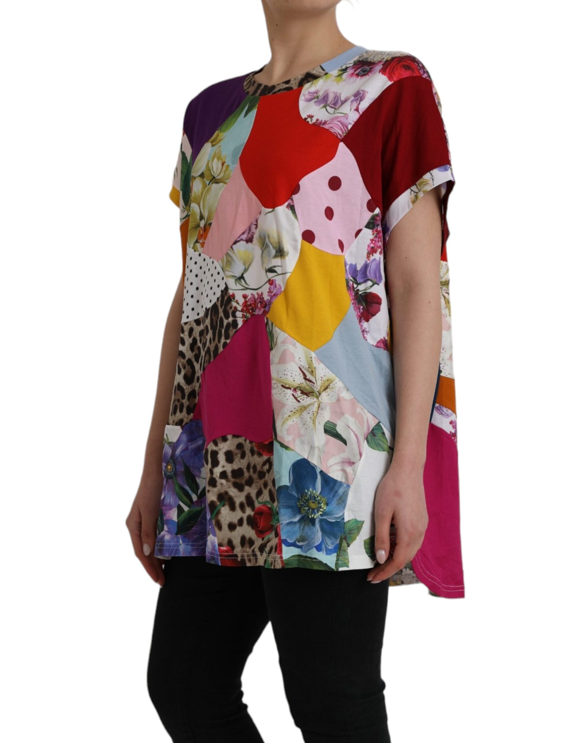 Dolce &amp; Gabbana Mehrfarbiges Patchwork-Blusetop aus Baumwolle und Seide