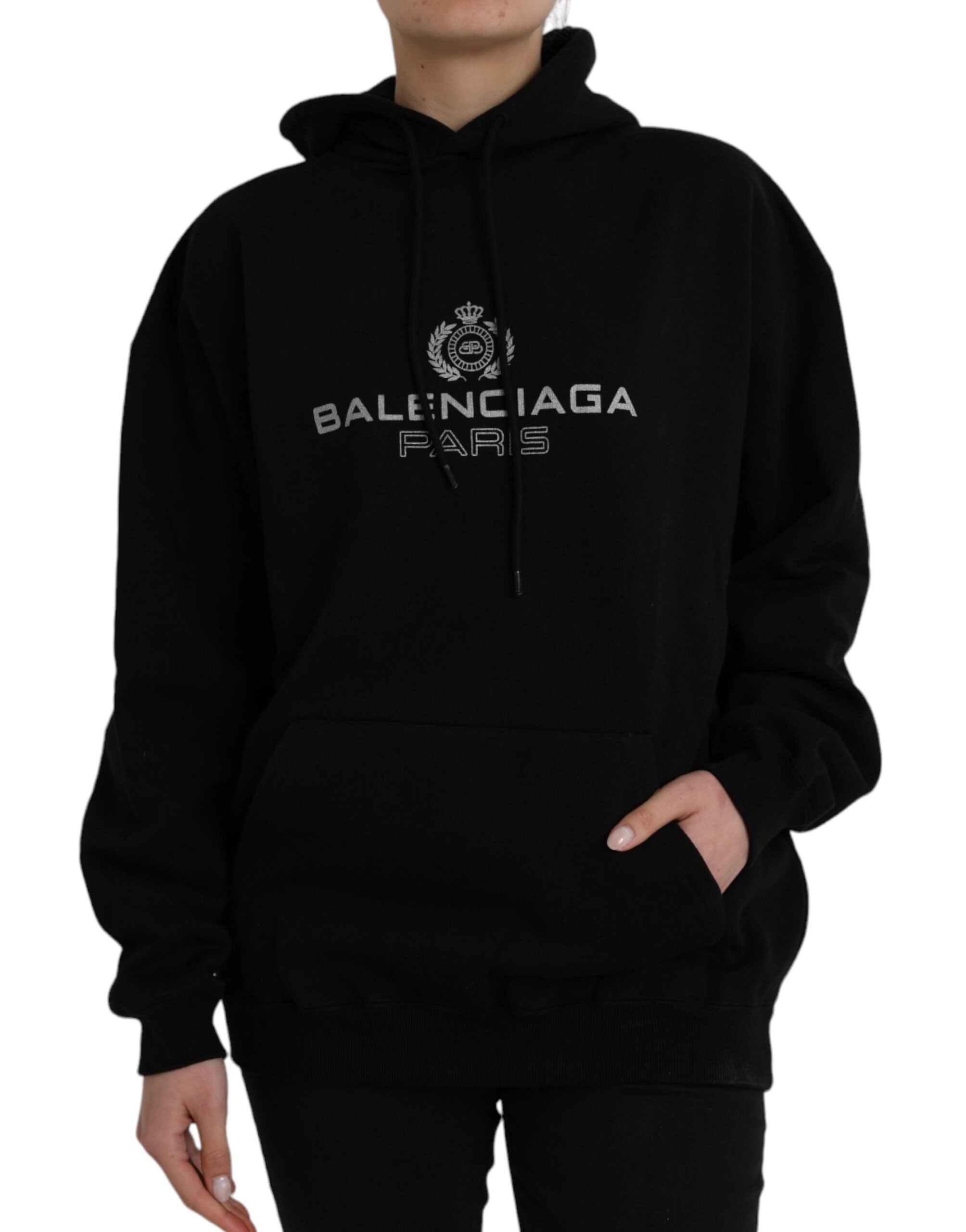Balenciaga – Schwarzer Kapuzenpullover aus Baumwolle mit Logo