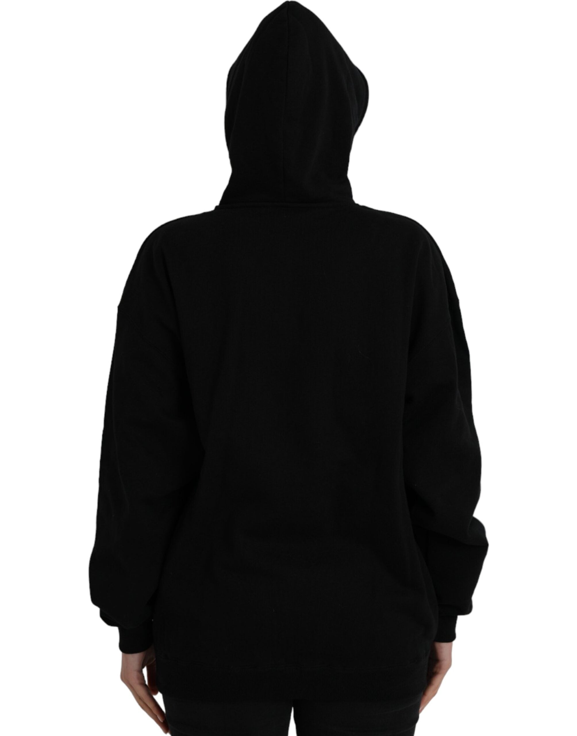 Hanorac Balenciaga cu glugă și logo din bumbac negru