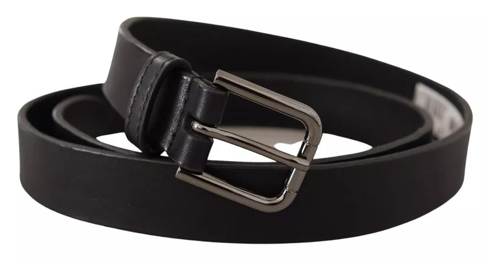 Dolce &amp; Gabbana – Klassischer Gürtel aus schwarzem Kalbsleder mit Metall-Logoschnalle
