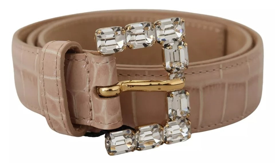 Curea de damă Dolce &amp; Gabbana din piele bej cu cataramă cu cristale