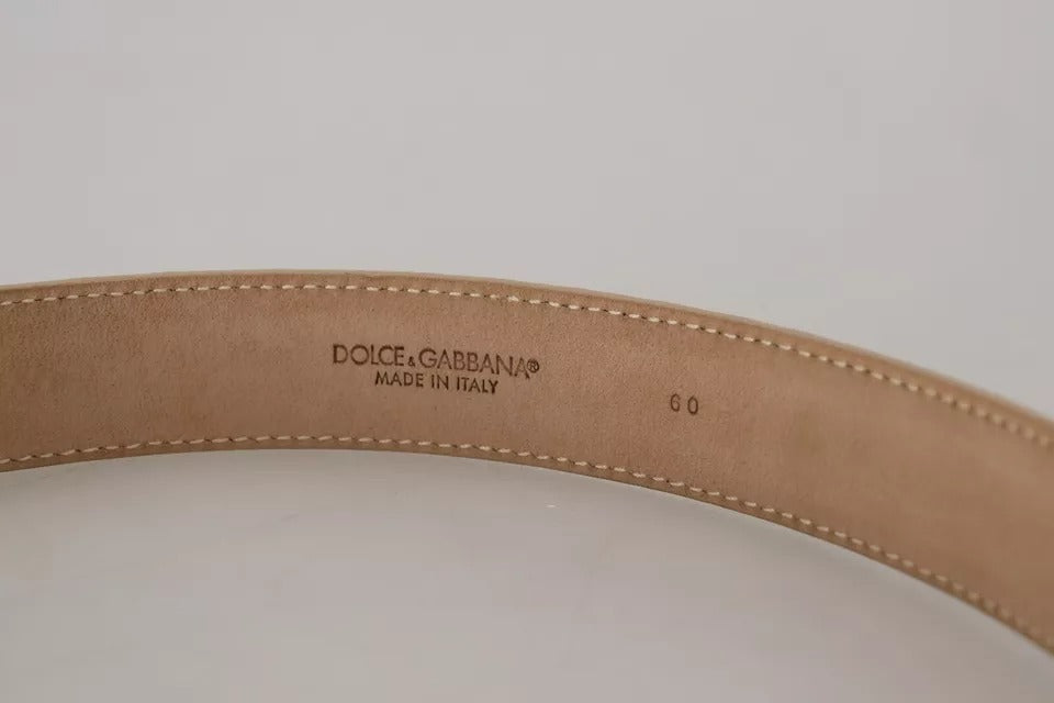 Curea de damă Dolce &amp; Gabbana din piele bej cu cataramă cu cristale