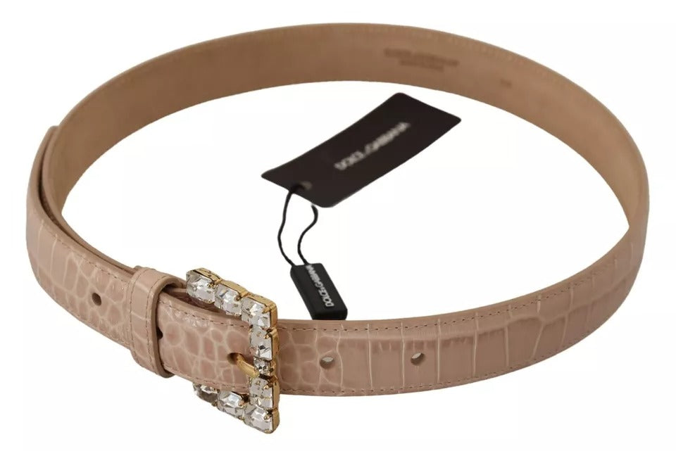 Curea de damă Dolce &amp; Gabbana din piele bej cu cataramă cu cristale