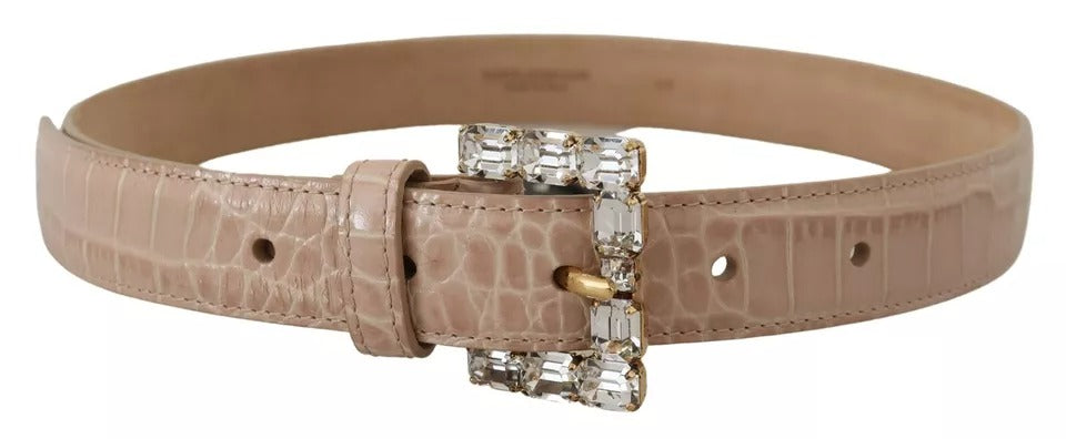 Curea de damă Dolce &amp; Gabbana din piele bej cu cataramă cu cristale
