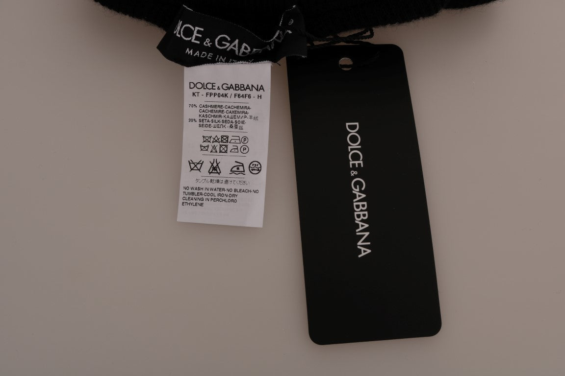 Pantaloni eleganți negri din cașmir și mătase elastică Dolce &amp; Gabbana