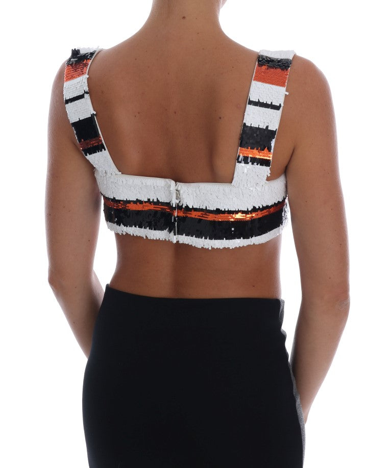 Dolce &amp; Gabbana – Bustier-Top mit Pailletten in leuchtenden Tönen