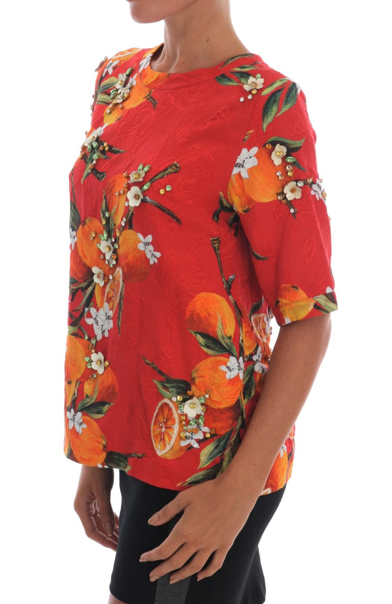 Dolce &amp; Gabbana – Verzierte Crêpe-Bluse mit Blüten-Print